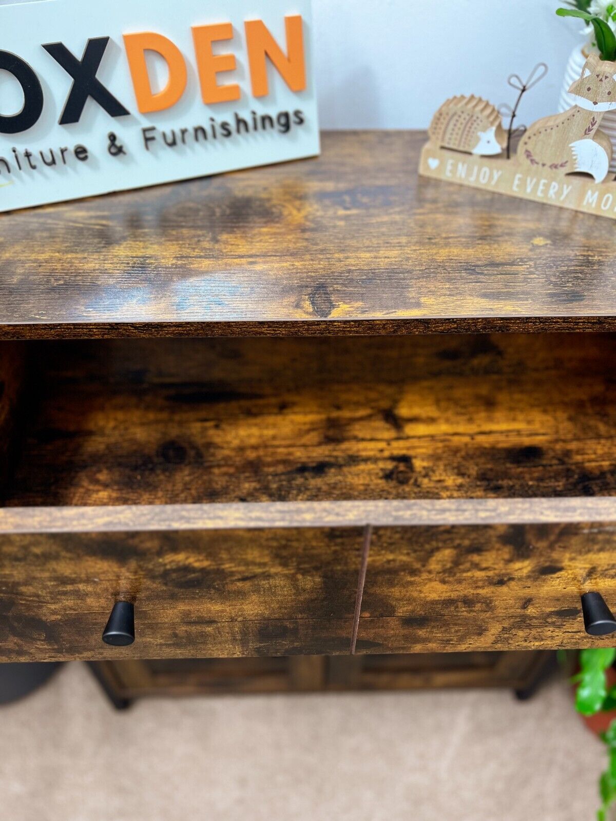 Rustic Brown Freestanding Cabinet Storage Cupboard Drawer and Shelves Sideboard - Home and Garden Furniture Shop - #rustic - furniture#