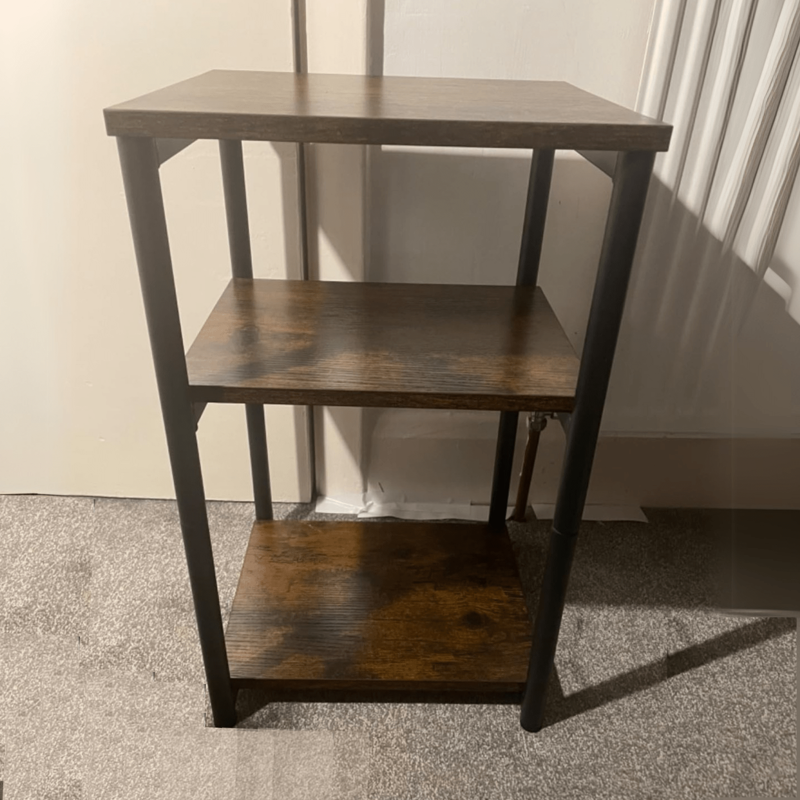 Rustic Brown Industrial Narrow Side Table Slim Bedside Table with 3 Shelves Unit - Home and Garden Furniture Shop - #rustic - furniture#