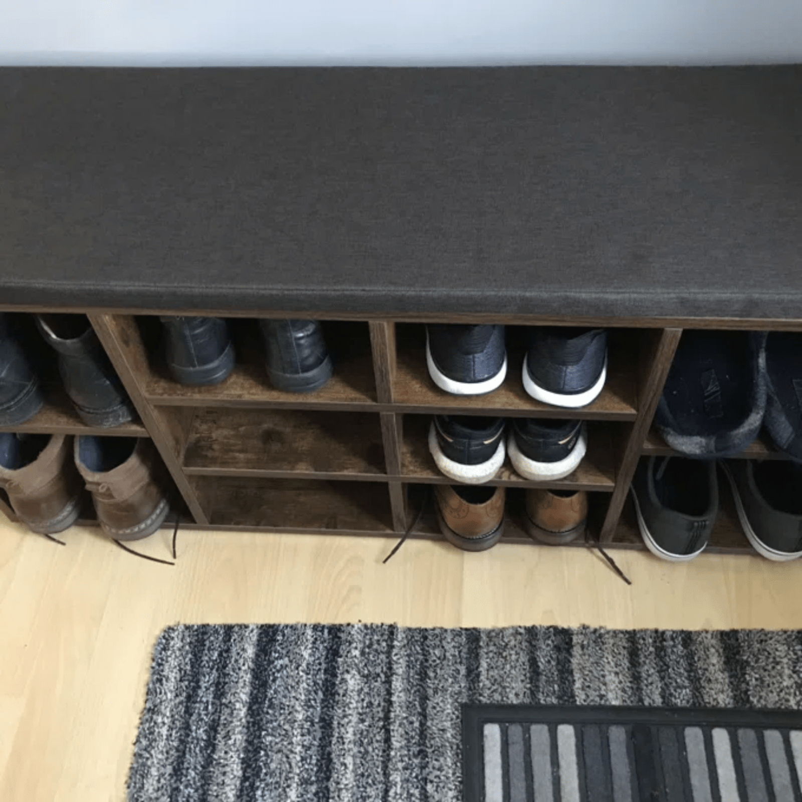 Rustic Brown Shoe Bench Seat Cushion Shoe Rack Storage Cabinet Shelf Organiser - Home and Garden Furniture Shop - #rustic - furniture#