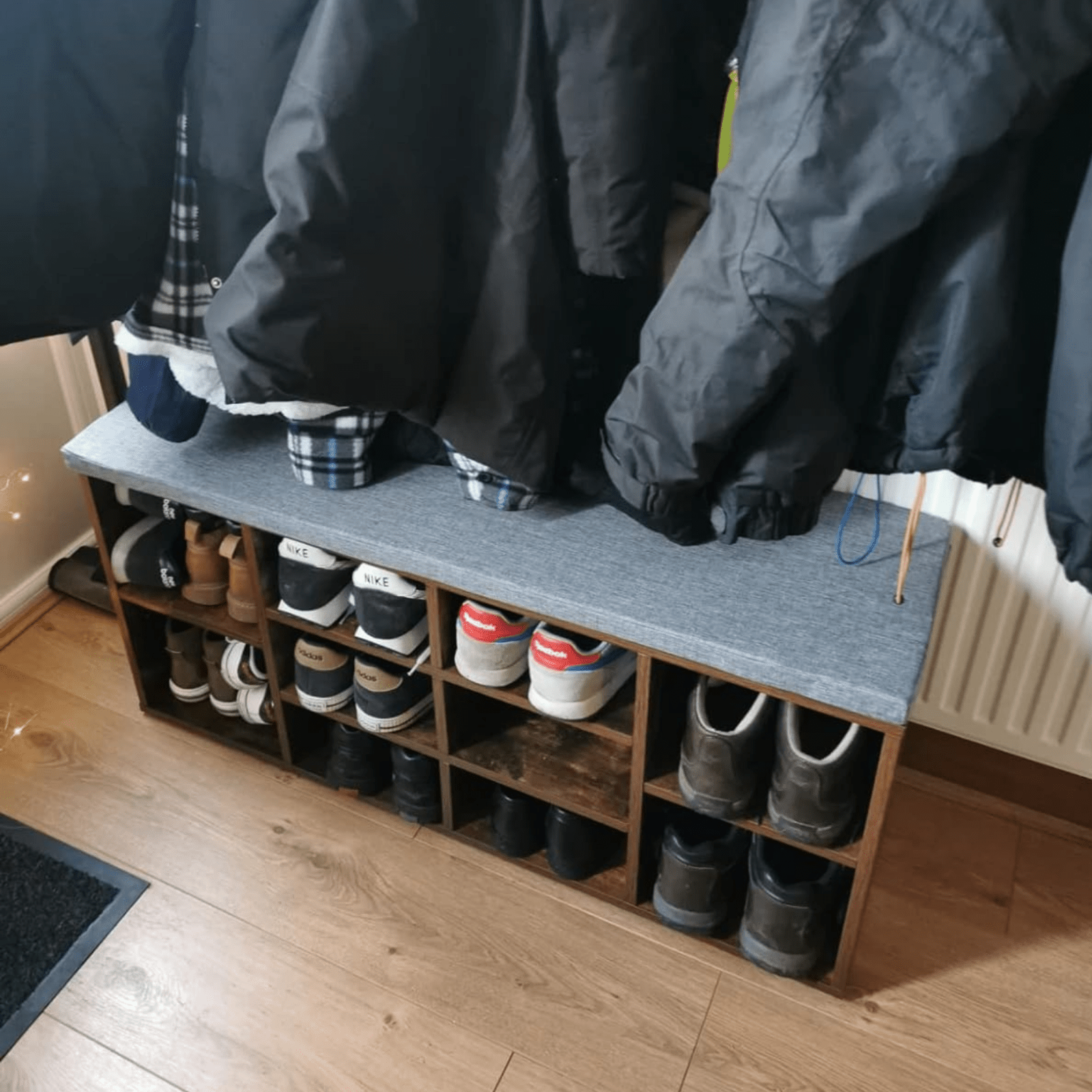 Rustic Brown Shoe Bench Seat Cushion Shoe Rack Storage Cabinet Shelf Organiser - Home and Garden Furniture Shop - rustic - furniture