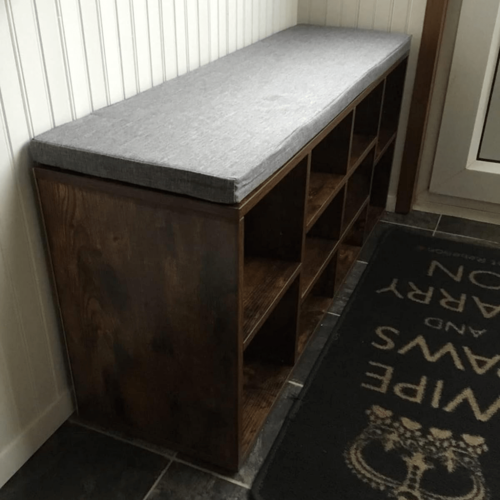 Rustic Brown Shoe Bench Seat Cushion Shoe Rack Storage Cabinet Shelf Organiser - Home and Garden Furniture Shop - rustic - furniture