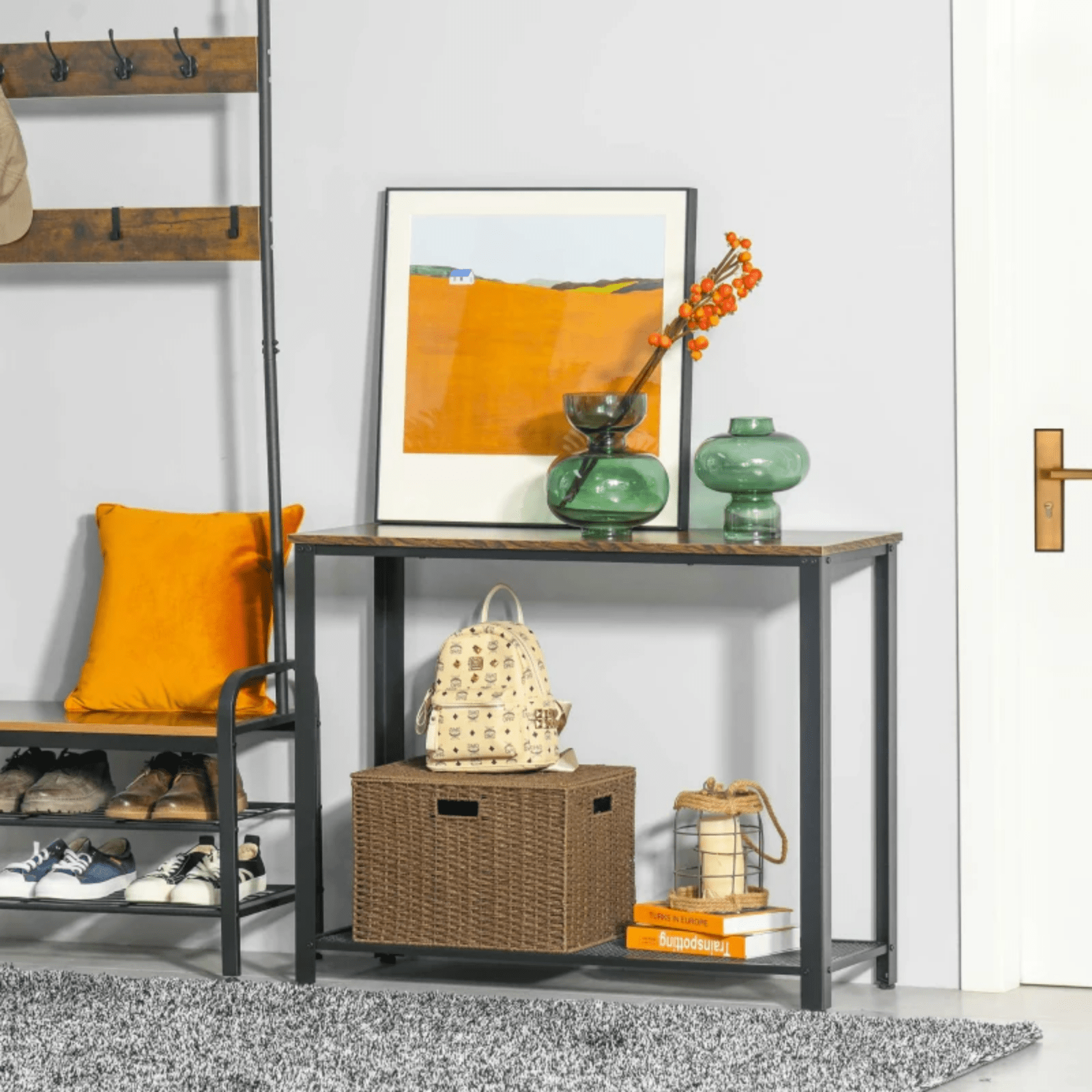 Rustic Brown Slim Console Table Metal Legs Narrow Side Table Hallway Furniture - Home and Garden Furniture Shop - rustic - furniture