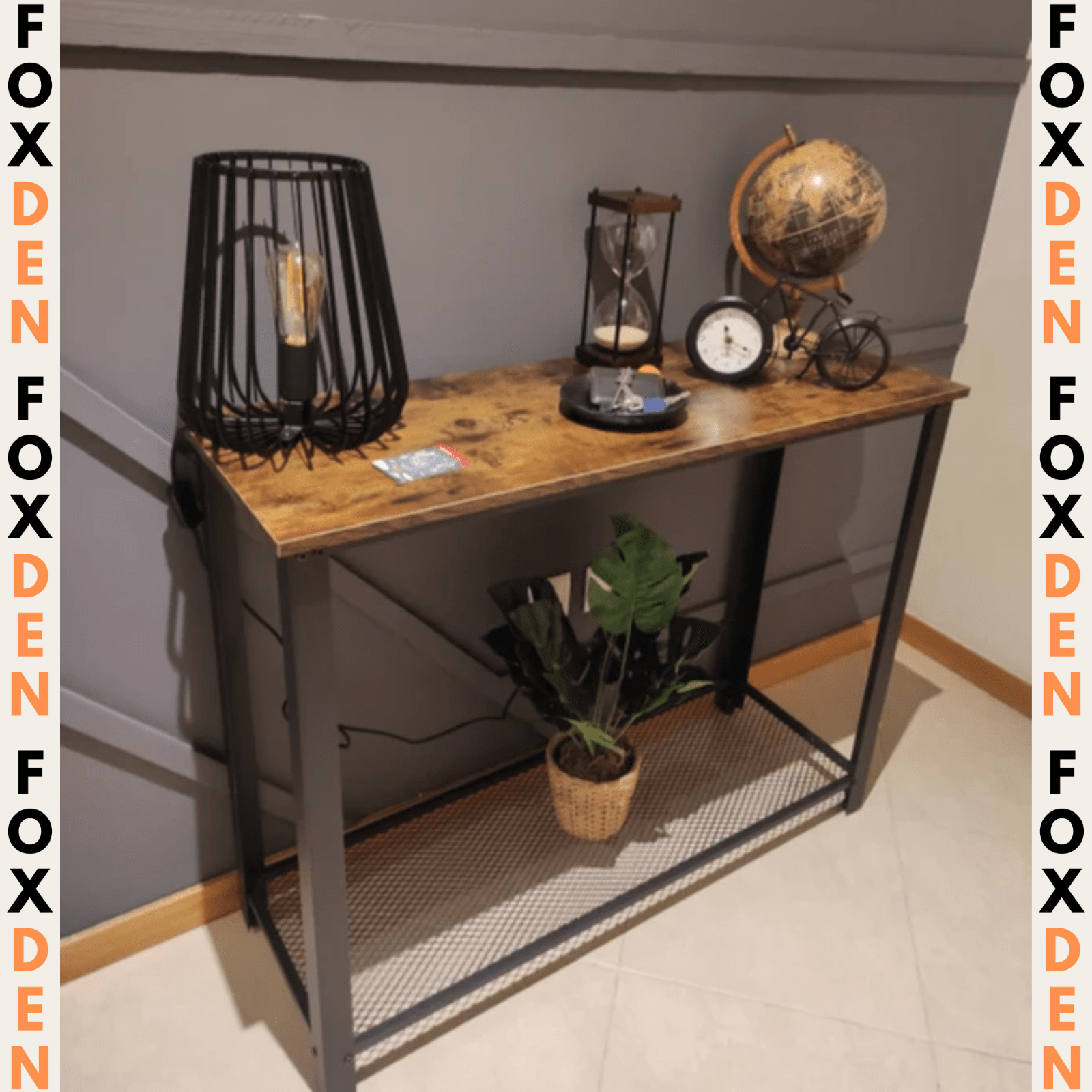Rustic Brown Slim Console Table Metal Legs Narrow Side Table Hallway Furniture - Home and Garden Furniture Shop - rustic - furniture