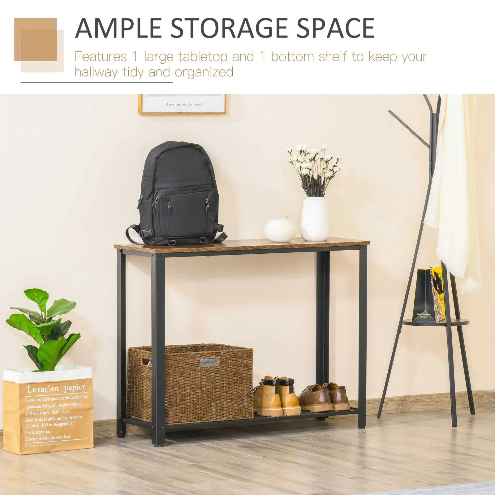 Rustic Brown Slim Console Table Metal Legs Narrow Side Table Hallway Furniture - Home and Garden Furniture Shop - rustic - furniture