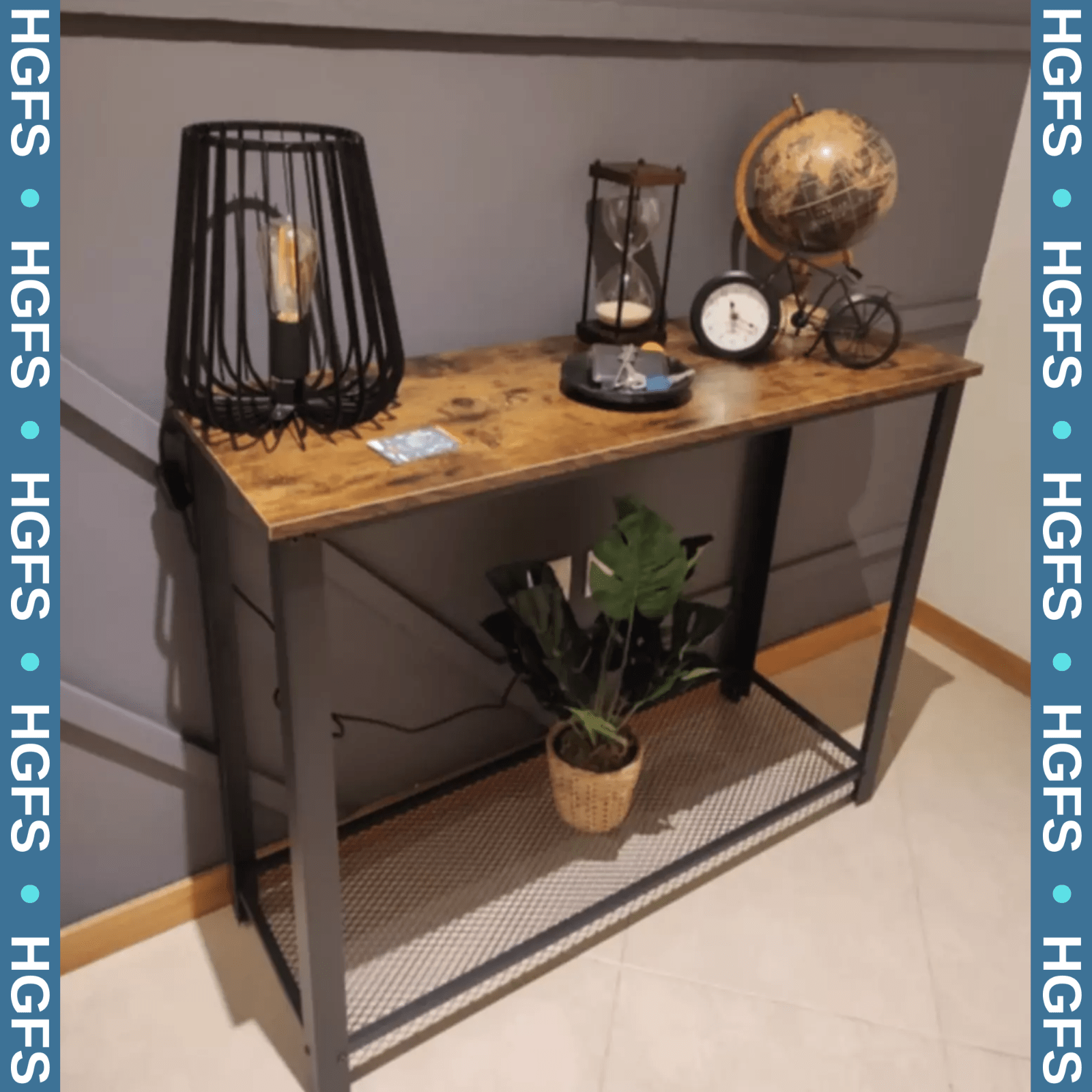 Rustic Brown Slim Console Table Metal Legs Narrow Side Table Hallway Furniture - Home and Garden Furniture Shop - rustic - furniture