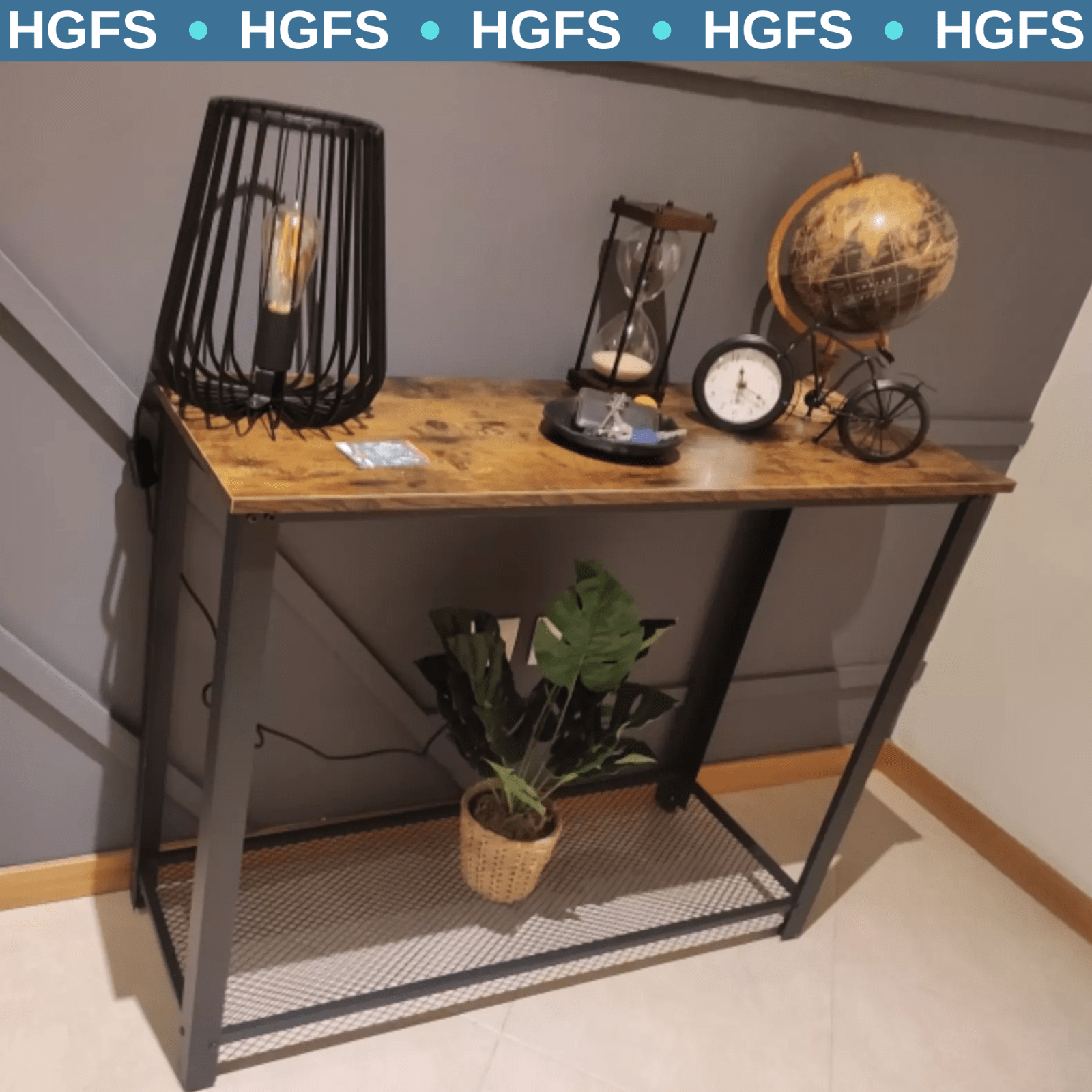 Rustic Brown Slim Console Table Metal Legs Narrow Side Table Hallway Furniture - Home and Garden Furniture Shop - rustic - furniture