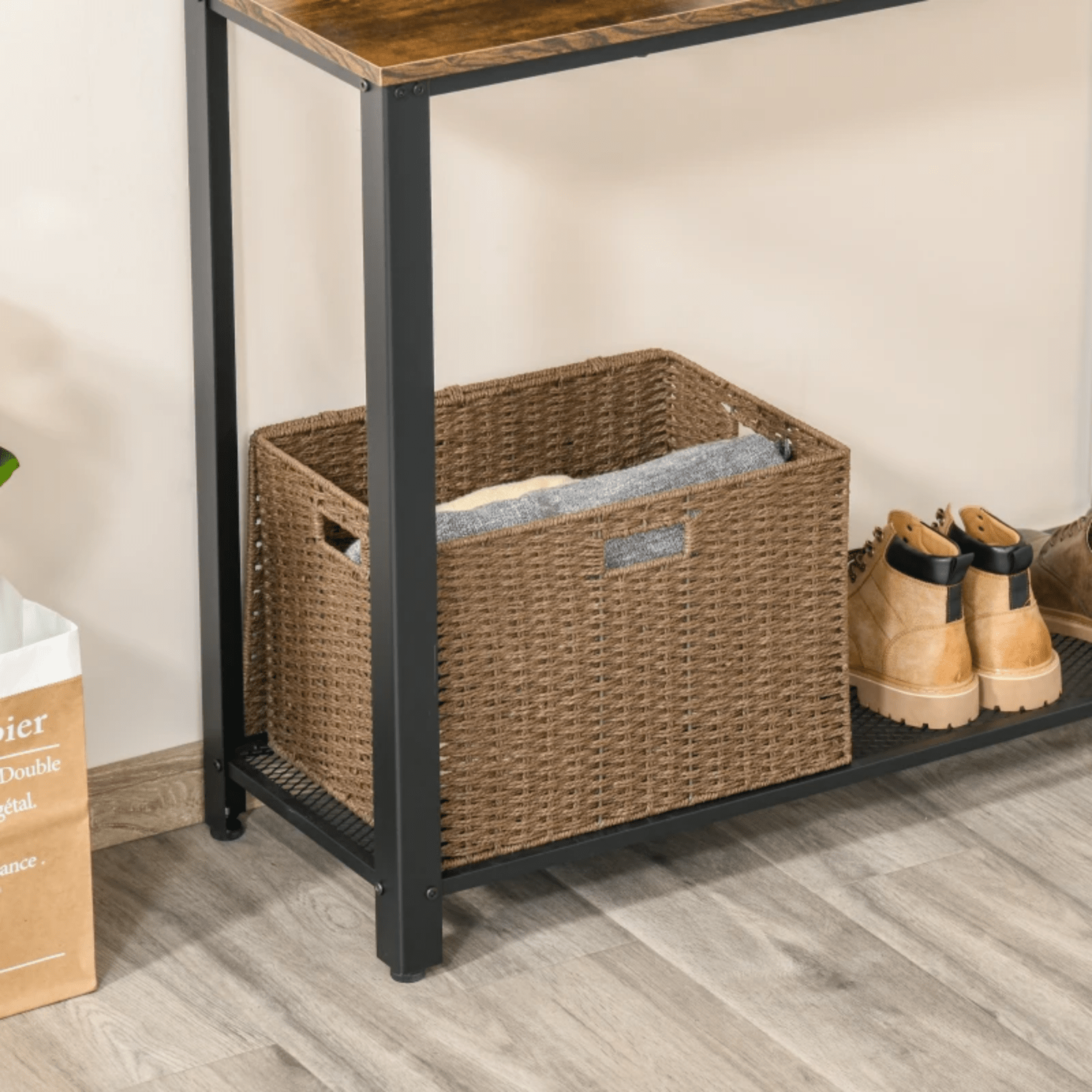 Rustic Brown Slim Console Table Metal Legs Narrow Side Table Hallway Furniture - Home and Garden Furniture Shop - rustic - furniture