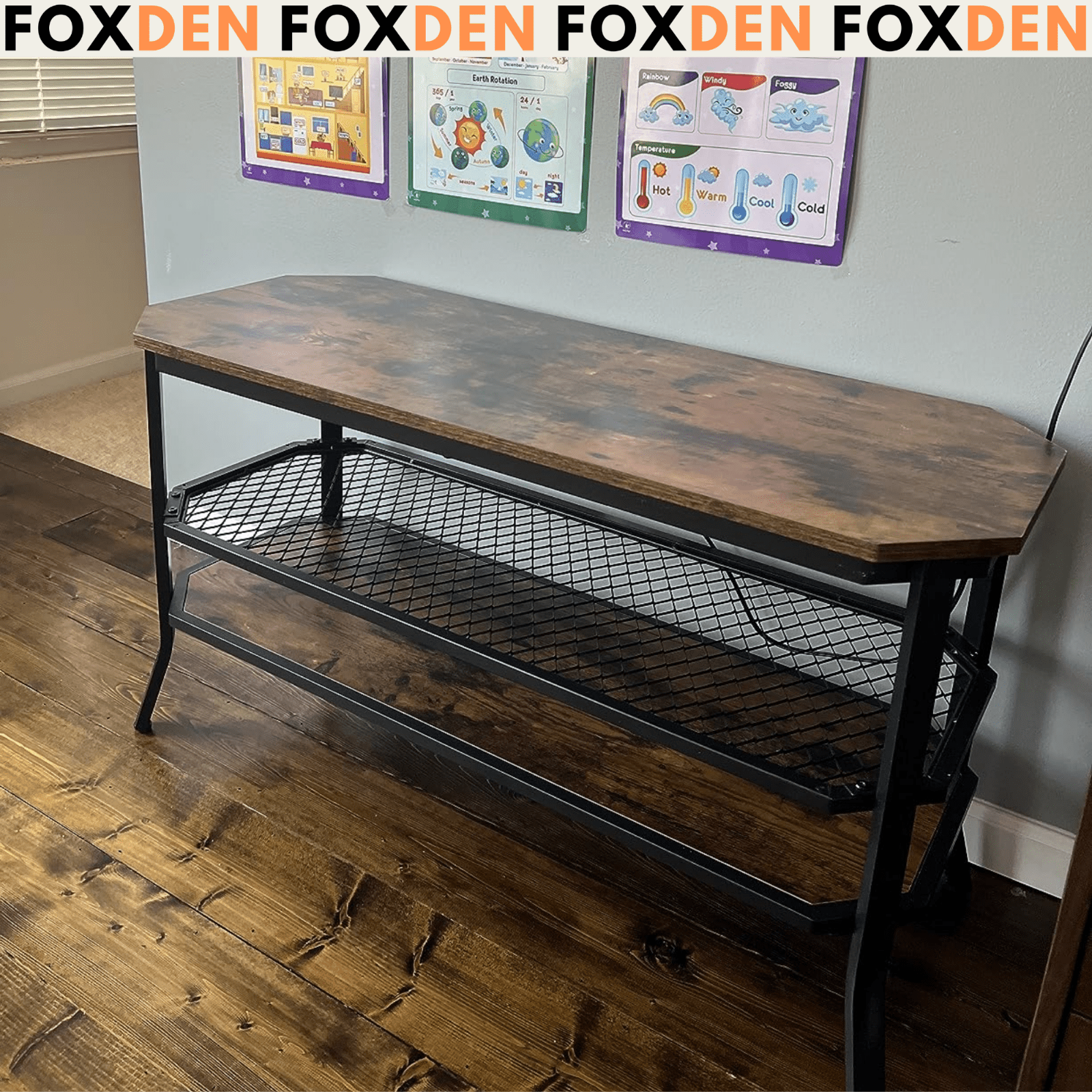 Rustic Brown TV Stand TV Unit Metal Wooden TV Cabinet Media Entertainment Center - Home and Garden Furniture Shop - rustic - furniture