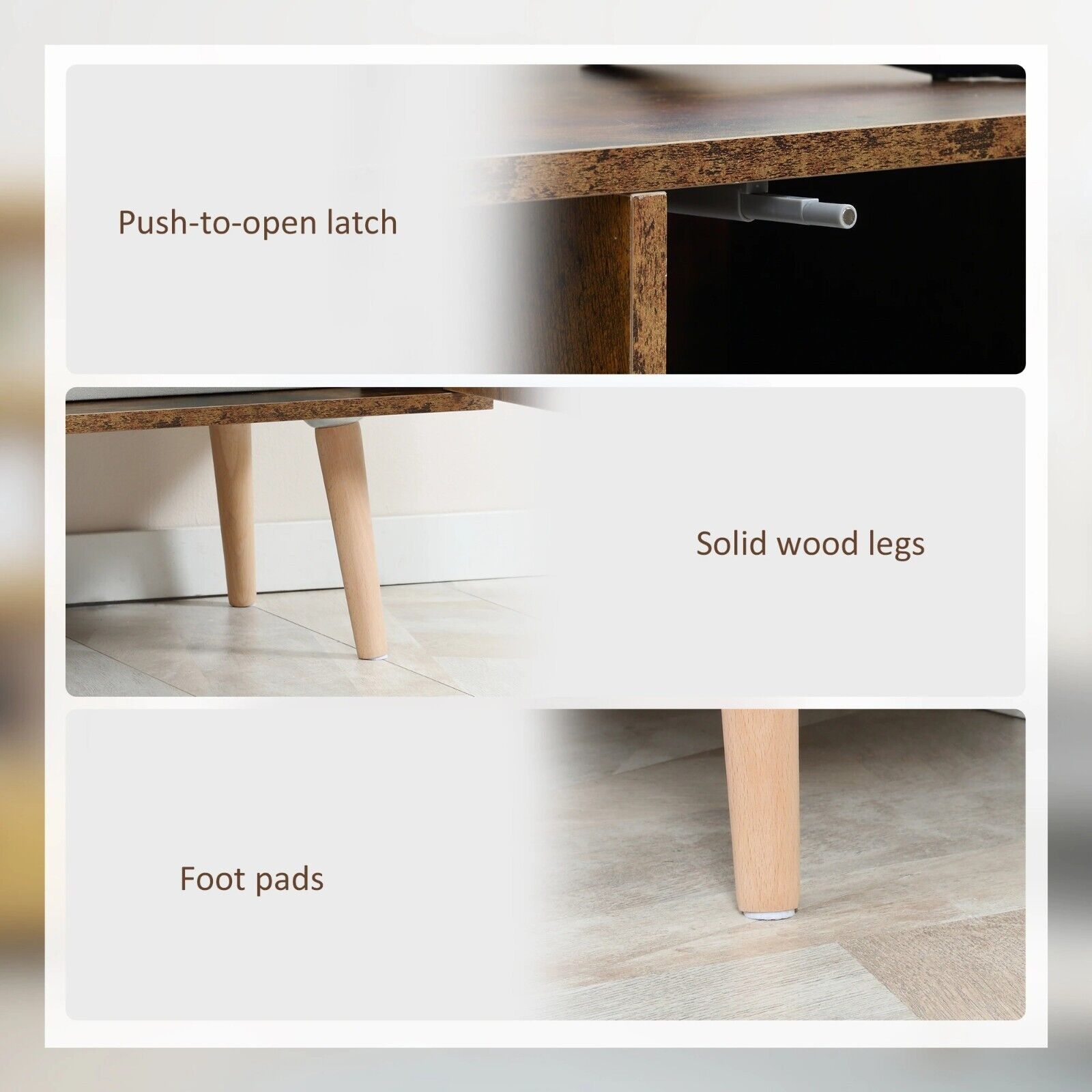 Rustic Brown TV Unit Cabinet 55 Inch Industrial TV Stand Retro Cupboard Shelves - Home and Garden Furniture Shop - rustic - furniture