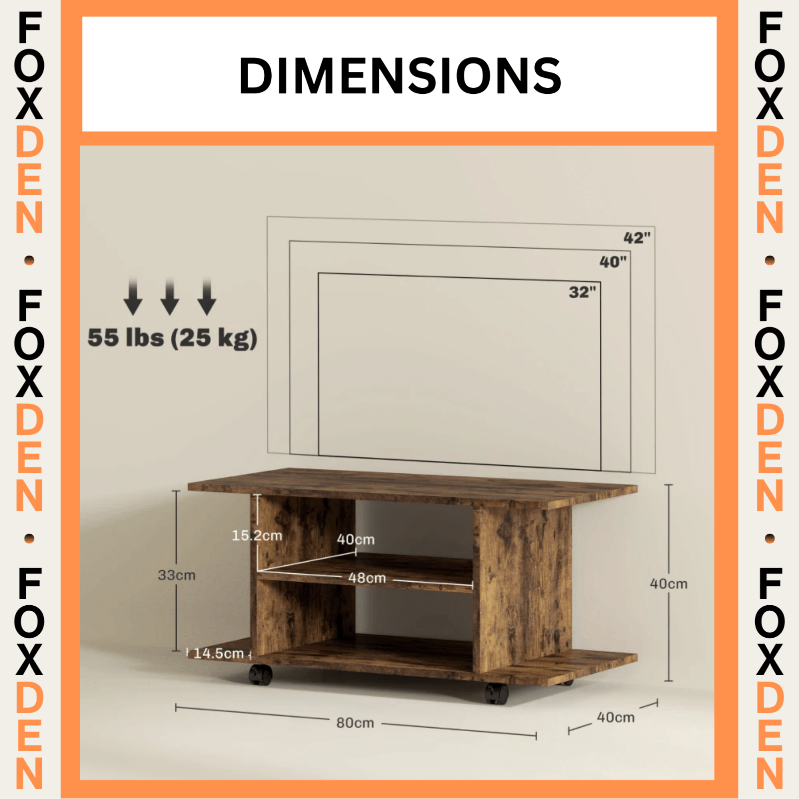 Rustic Brown TV Unit Cabinet Stand with Storage Shelves Mobile 80cm Media Table - Home and Garden Furniture Shop - rustic - furniture