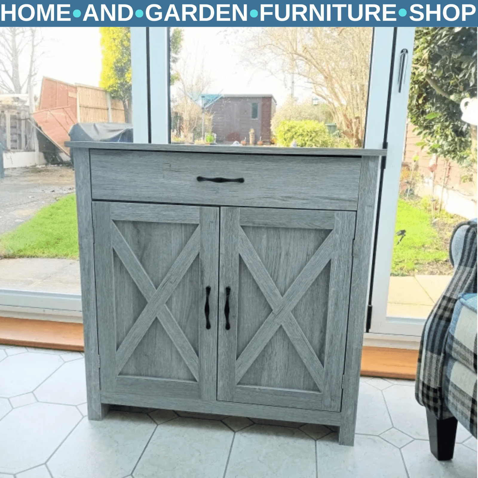 Rustic Grey Sideboard Cabinet Kitchen Organisation Living Room Cupboard Storage - Home and Garden Furniture Shop - rustic - furniture