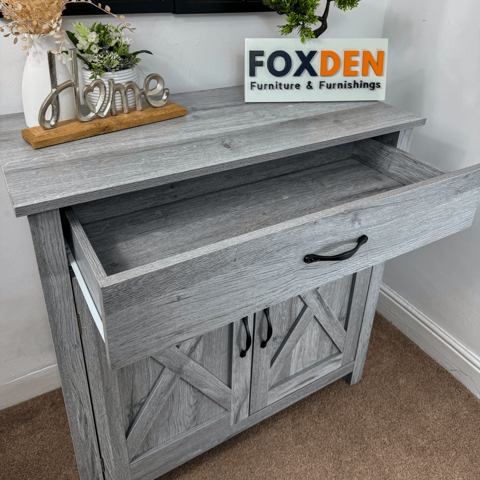 Rustic Grey Sideboard Cabinet Kitchen Organisation Living Room Cupboard Storage - Home and Garden Furniture Shop - #rustic - furniture#