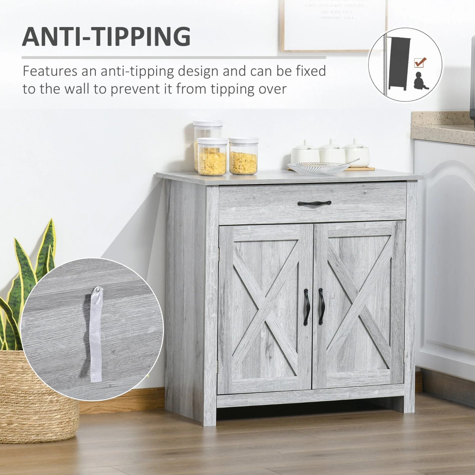Rustic Grey Sideboard Cabinet Kitchen Organisation Living Room Cupboard Storage - Home and Garden Furniture Shop - rustic - furniture