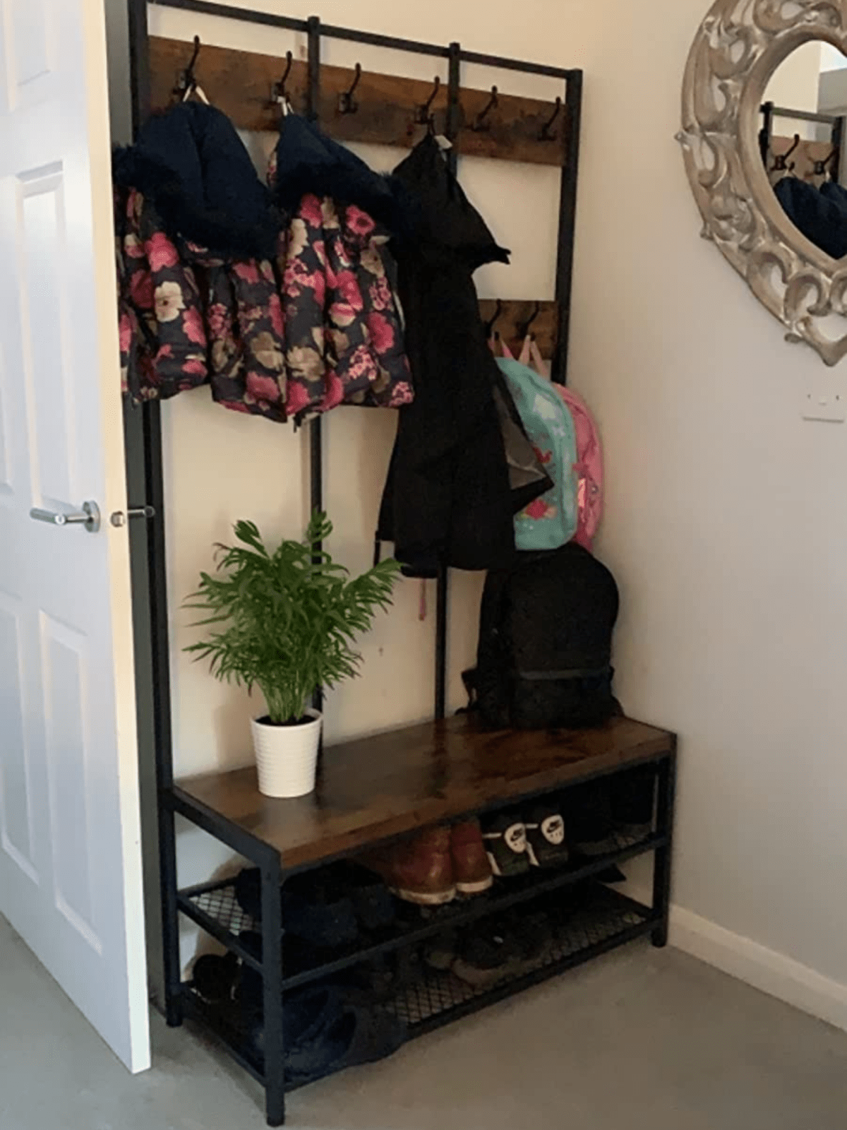 Rustic Hall Tree Coat Rack With Shoe Bench Seat Hallway Coat Stand Shoe Rack - Home and Garden Furniture Shop - #rustic - furniture#