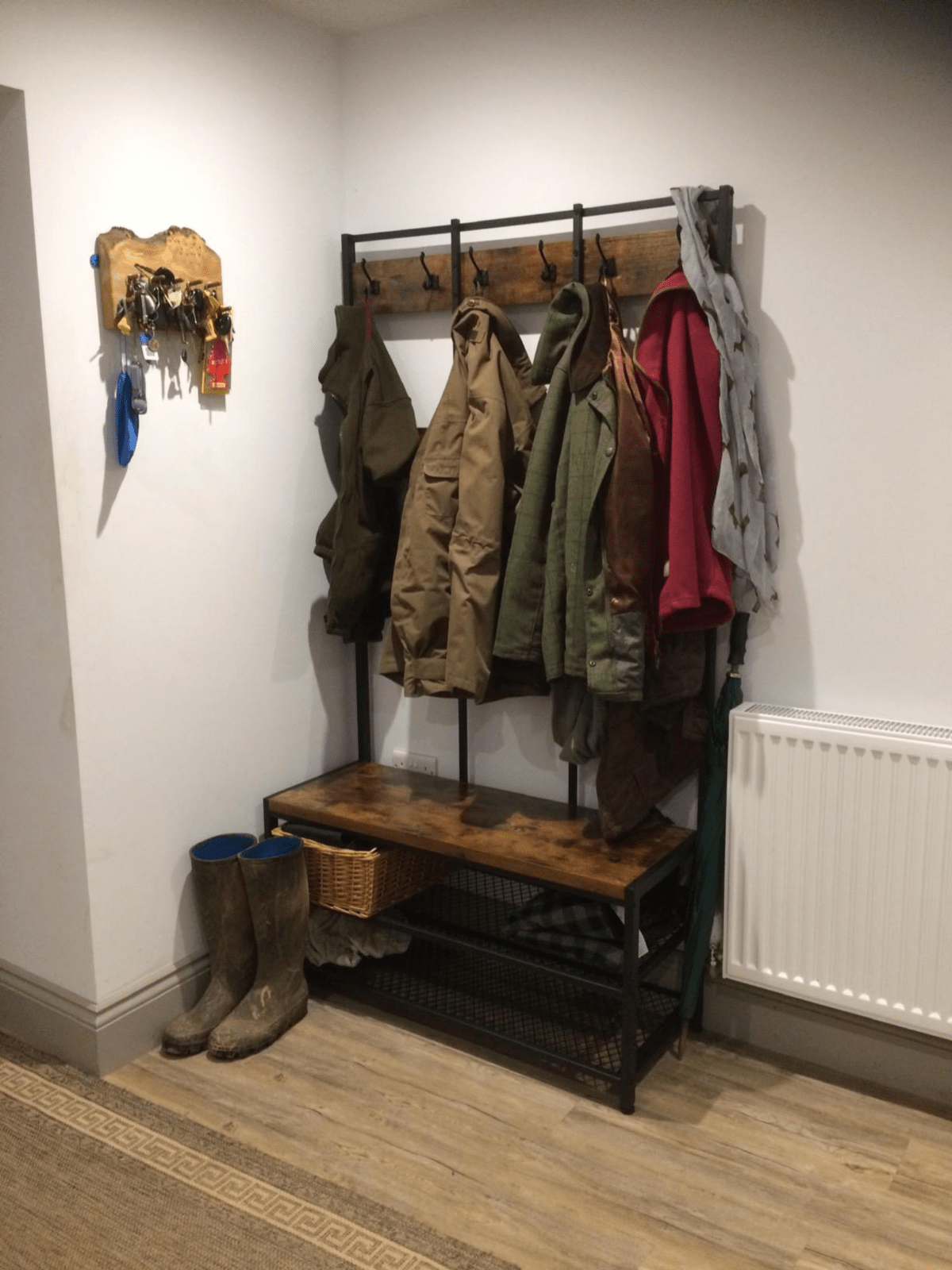 Rustic Hall Tree Coat Rack With Shoe Bench Seat Hallway Coat Stand Shoe Rack - Home and Garden Furniture Shop - #rustic - furniture#