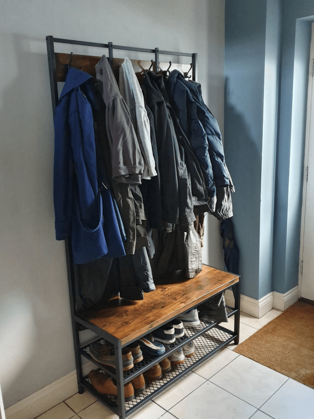 Rustic Hall Tree Coat Rack With Shoe Bench Seat Hallway Coat Stand Shoe Rack - Home and Garden Furniture Shop - #rustic - furniture#