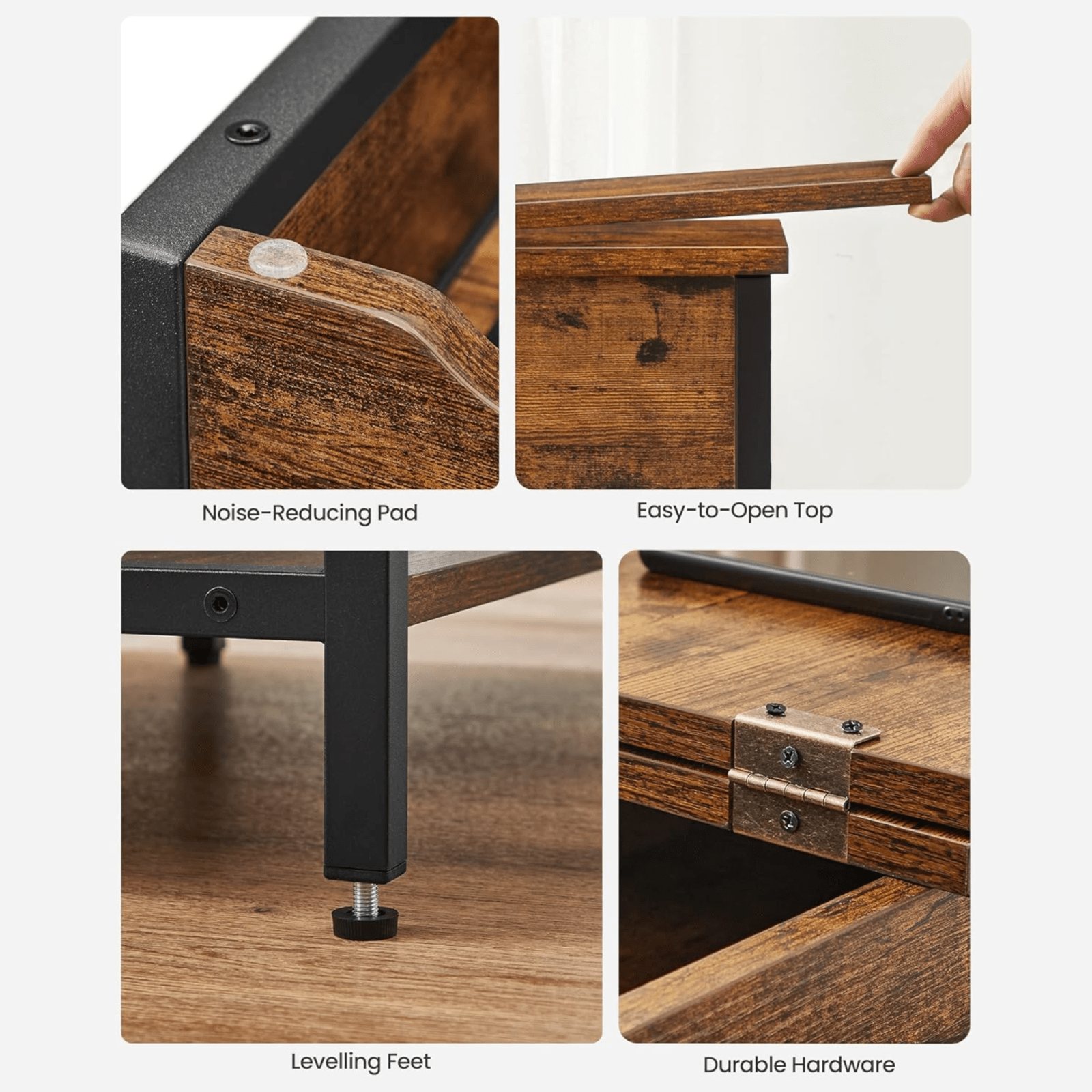 Rustic Living Room Side Table Charging Station Lid Sofa Storage Industrial Stand - Home and Garden Furniture Shop - rustic - furniture