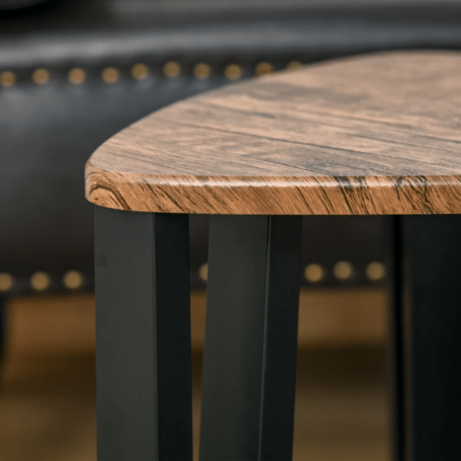 Rustic Nesting Coffee Table Set 3 Stacking End Side Tables Industrial Metal Legs - Home and Garden Furniture Shop - rustic - furniture