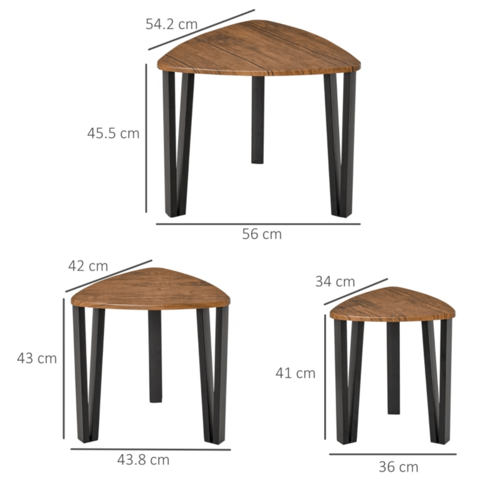 Rustic Nesting Coffee Table Set 3 Stacking End Side Tables Industrial Metal Legs - Home and Garden Furniture Shop - rustic - furniture