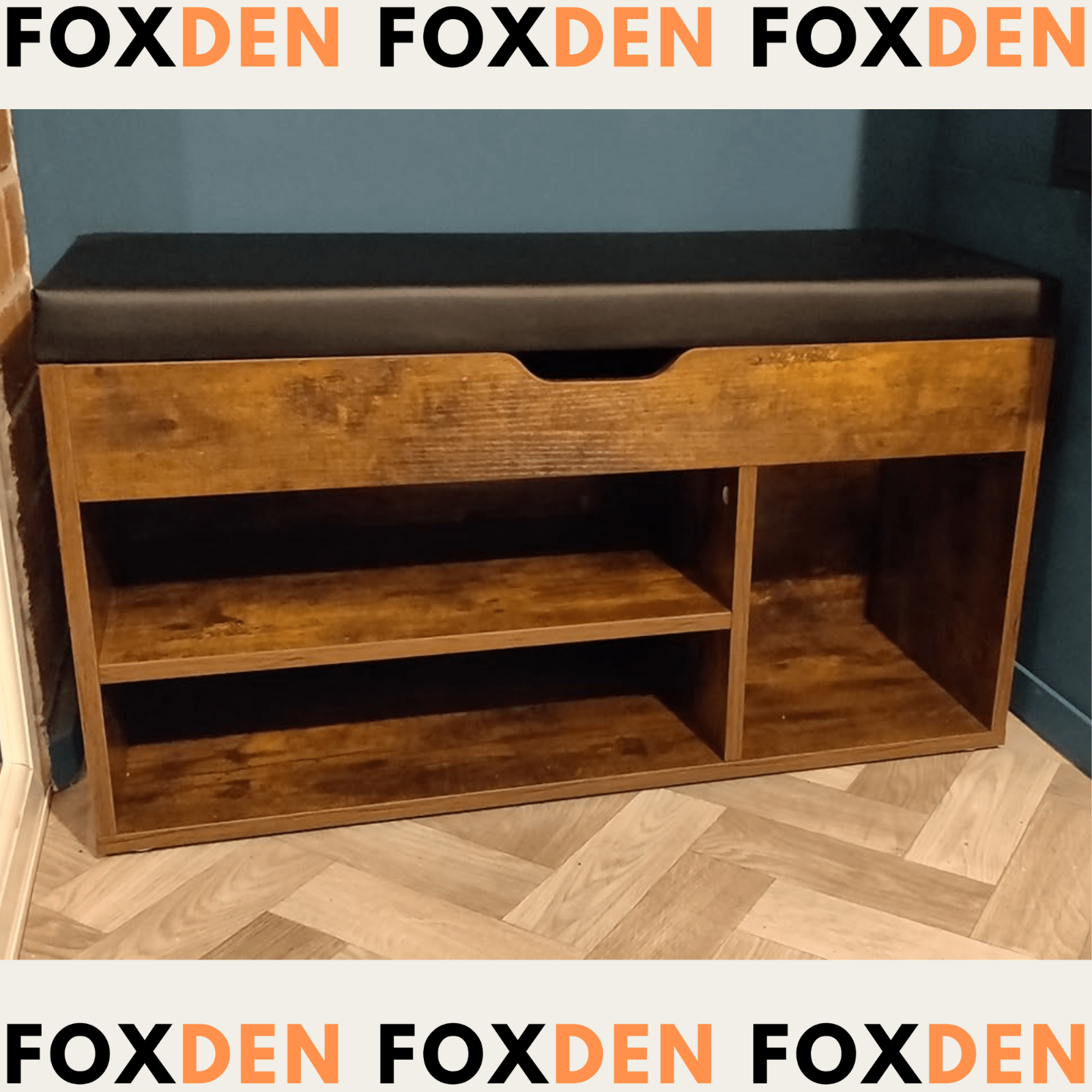 Rustic Shoe Bench Small Storage Cabinet Vintage Industrial Shoe Rack Padded Seat - Home and Garden Furniture Shop - rustic - furniture