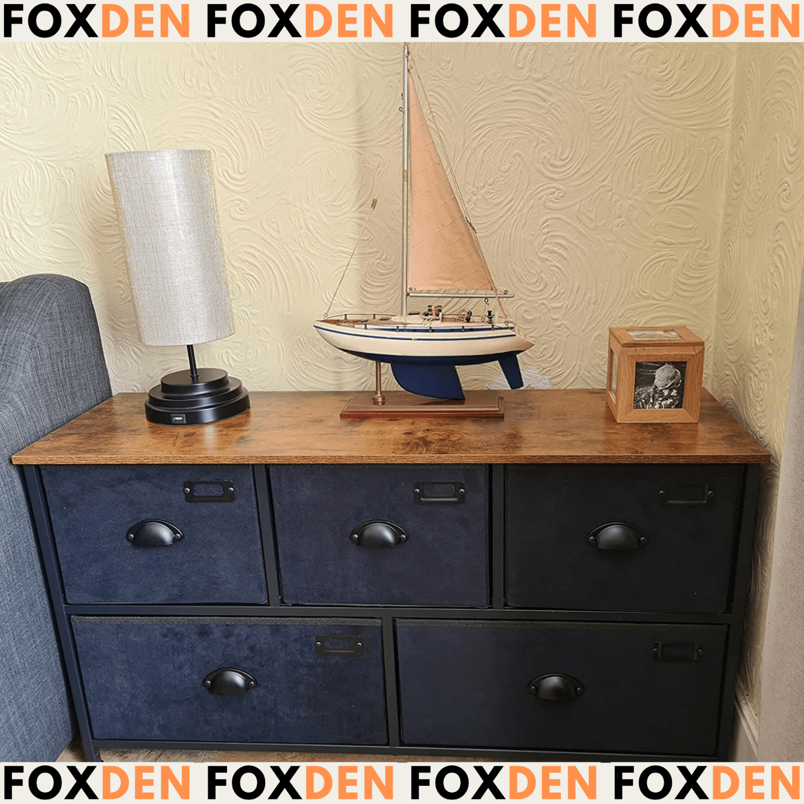 Rustic Small Chest of Drawers Vintage Dresser Industrial Sideboard Metal Storage - Home and Garden Furniture Shop - rustic - furniture