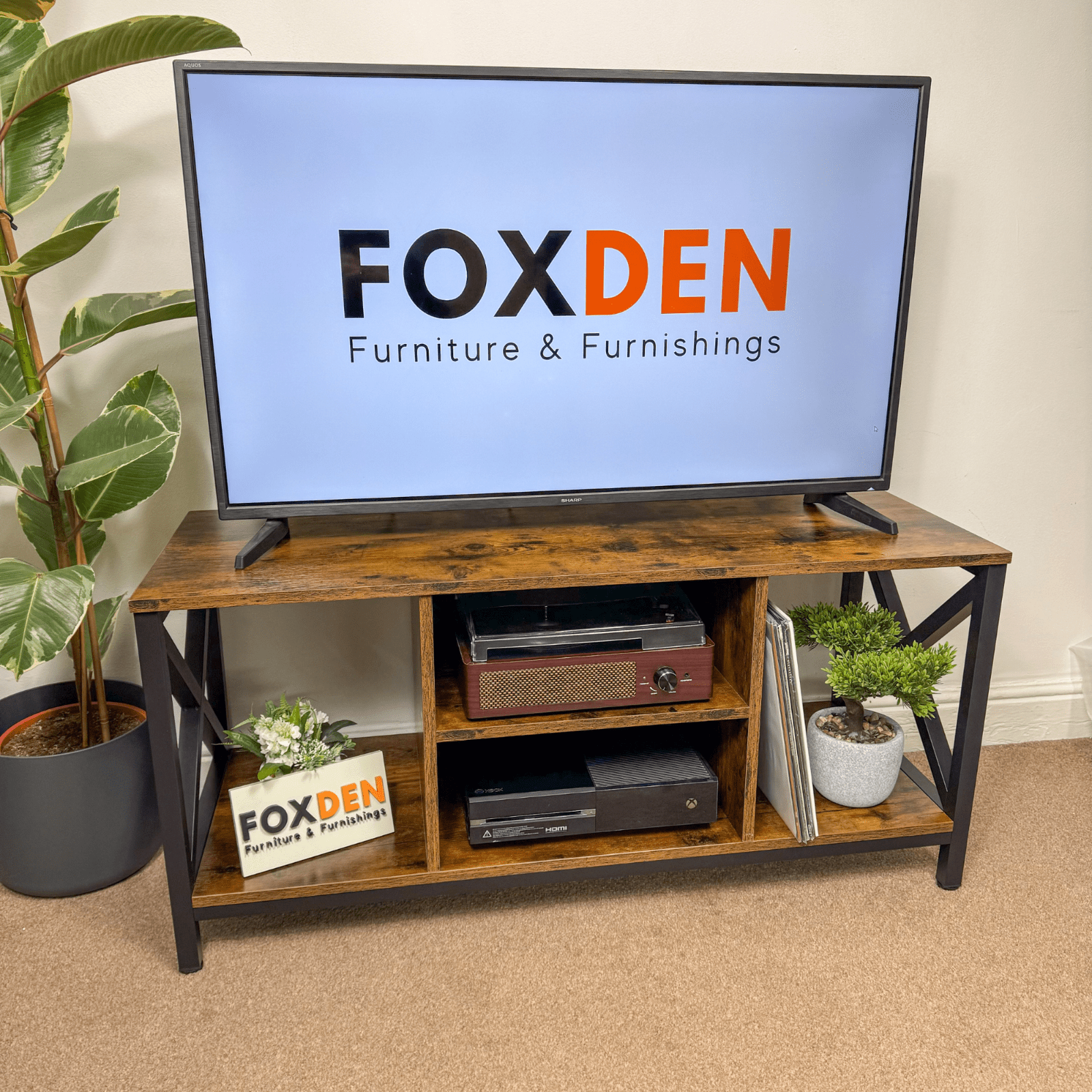 Rustic TV Stand for 50 Inch TV Cabinet Unit Storage Shelves Entertainment Centre - Home and Garden Furniture Shop - #rustic - furniture#