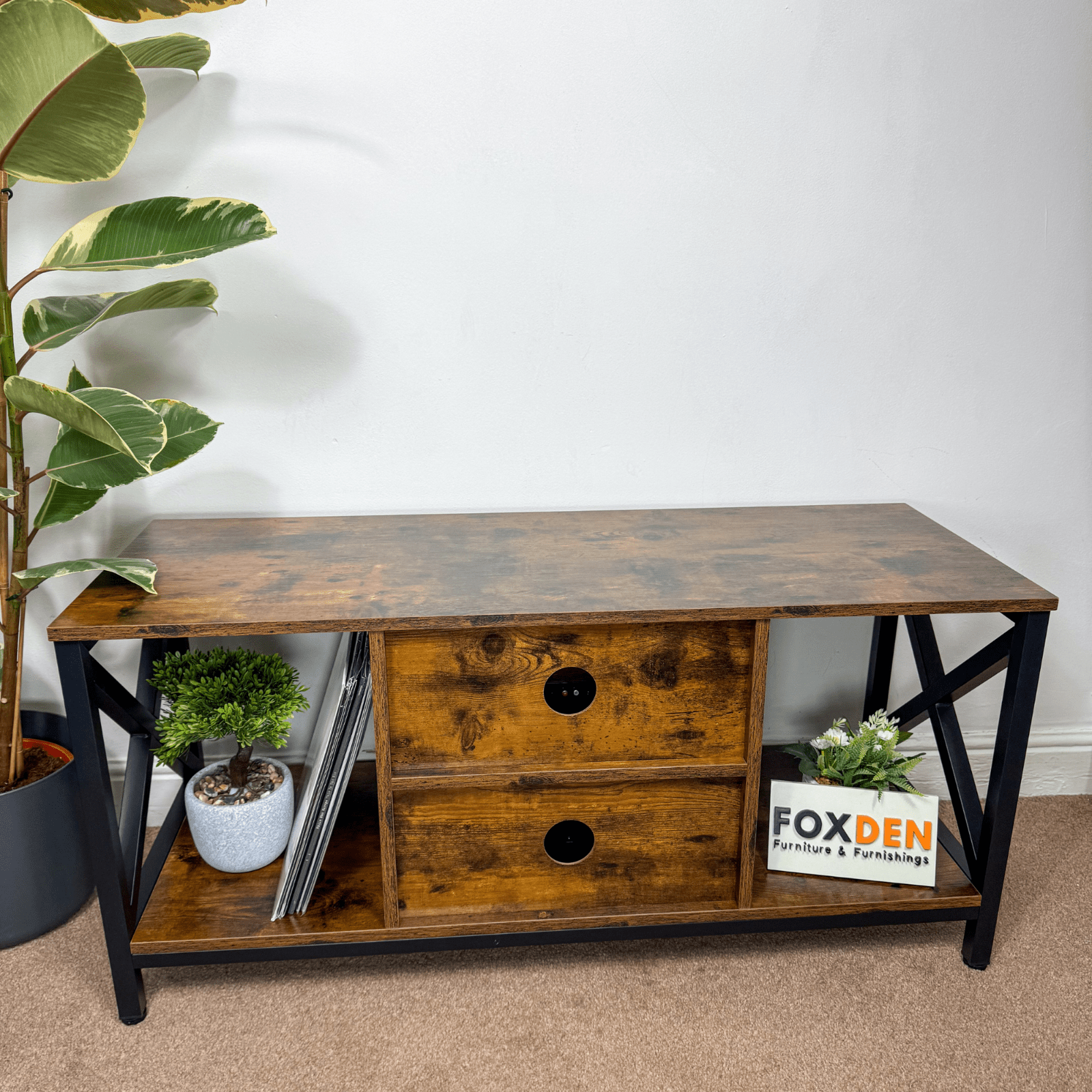 Rustic TV Stand for 50 Inch TV Cabinet Unit Storage Shelves Entertainment Centre - Home and Garden Furniture Shop - #rustic - furniture#