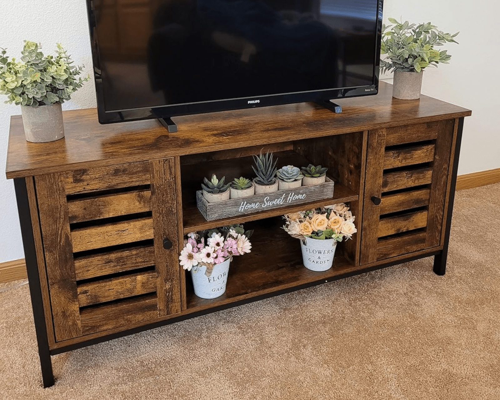 Rustic TV Stand Retro TV Unit Storage Media TV Cabinet with Doors Living Room TV - Home and Garden Furniture Shop - #rustic - furniture#