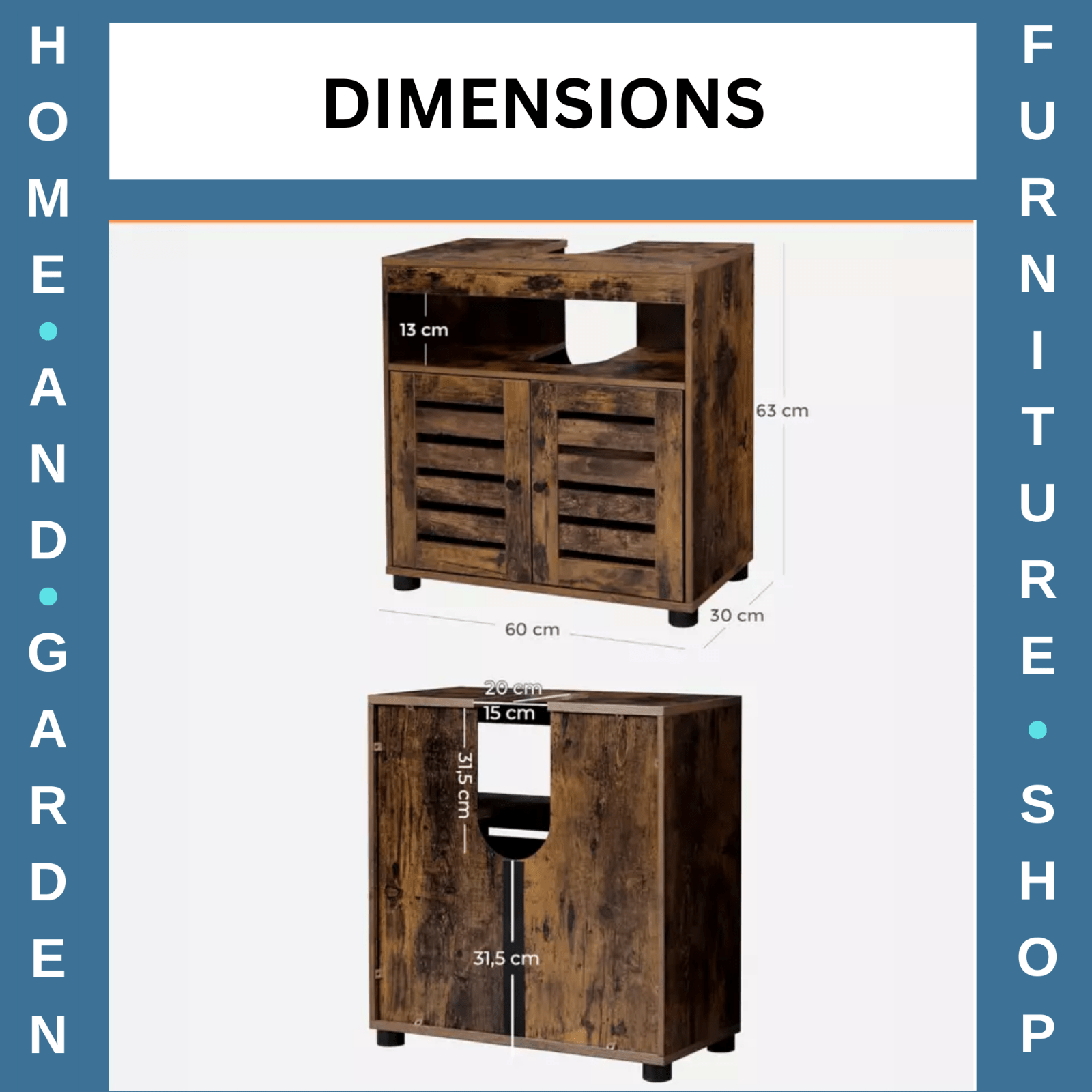 Rustic Under Sink Cabinet Vanity Industrial Bathroom Cupboard Storage Unit Shelf - Home and Garden Furniture Shop - rustic - furniture