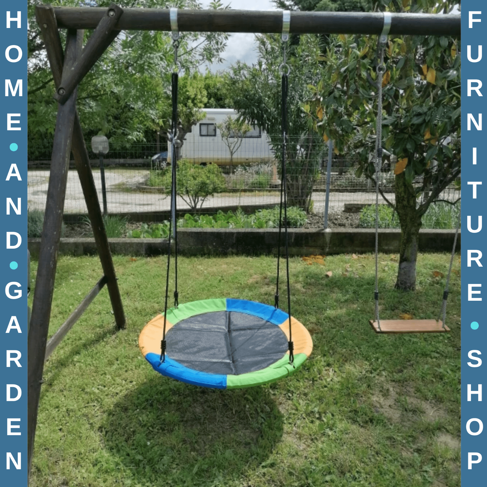 Saucer Tree Swing Seat Weather - Resistant with Adjustable Rope Multi - Colour - Home and Garden Furniture Shop - rustic - furniture