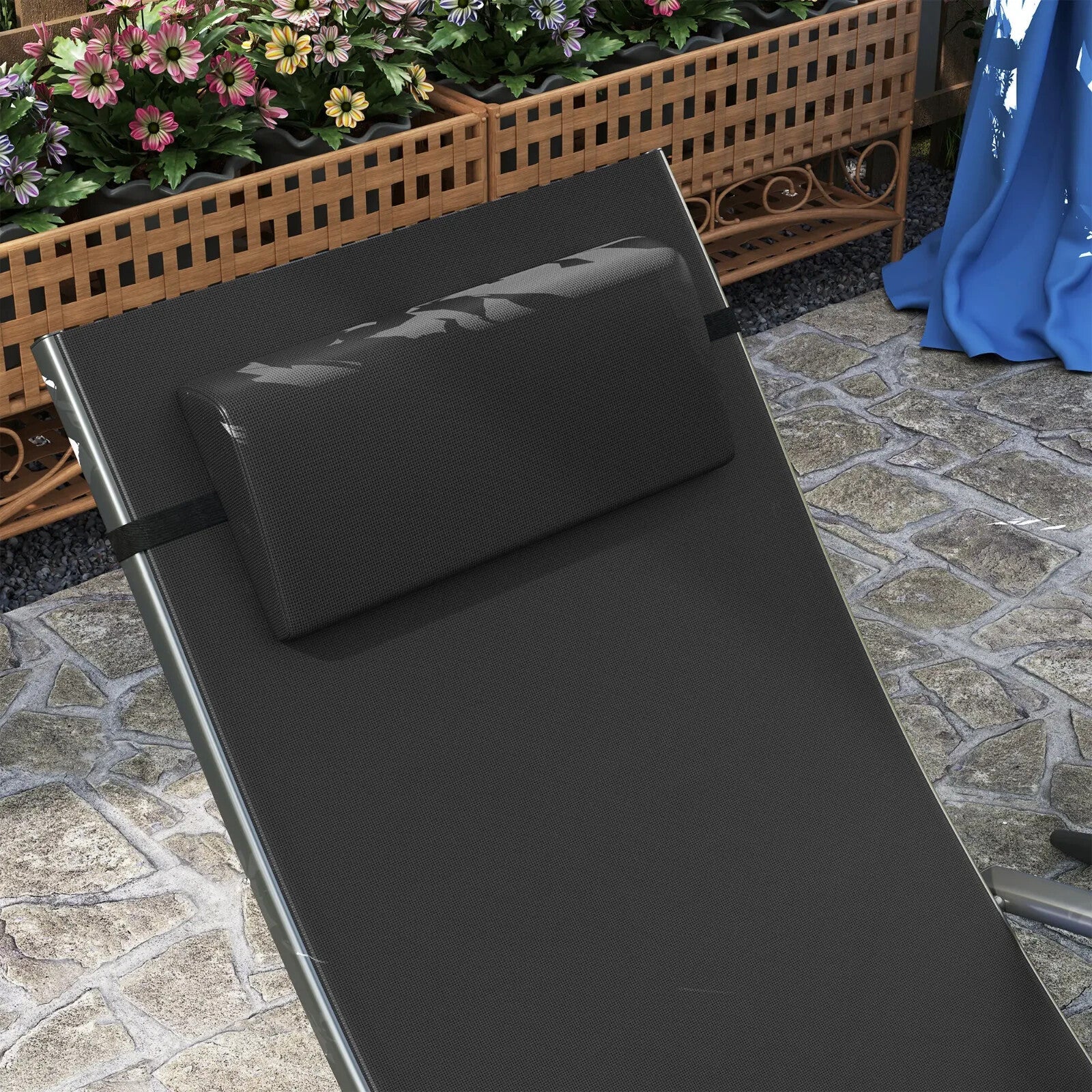 Set 2 Sun Loungers Reclining Outdoor Garden Chairs Adjustable Folding Chaise Set - Home and Garden Furniture Shop - rustic - furniture