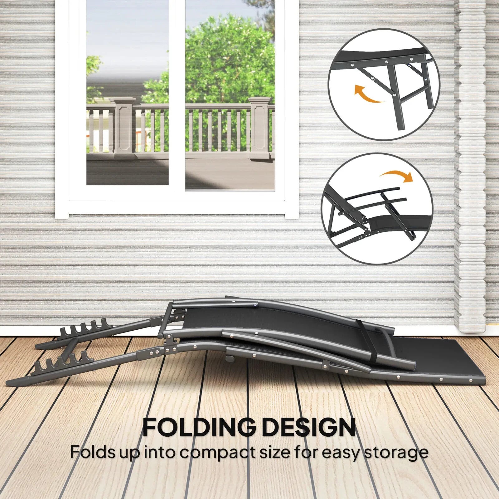 Set 2 Sun Loungers Reclining Outdoor Garden Chairs Adjustable Folding Chaise Set - Home and Garden Furniture Shop - rustic - furniture