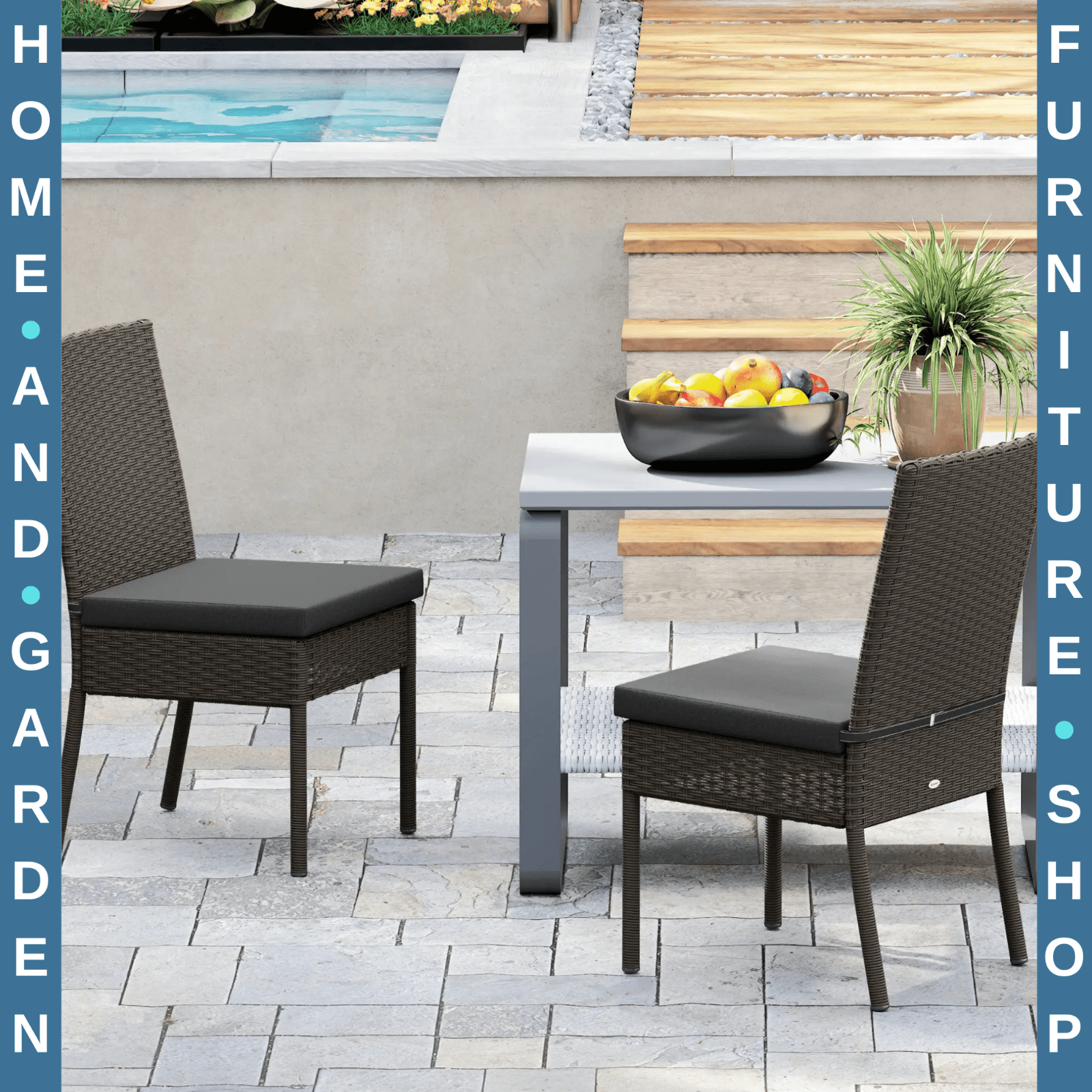 Set of 2 Armless Rattan Garden Chairs Patio Seating Wicker for Garden Furniture - Home and Garden Furniture Shop - rustic - furniture