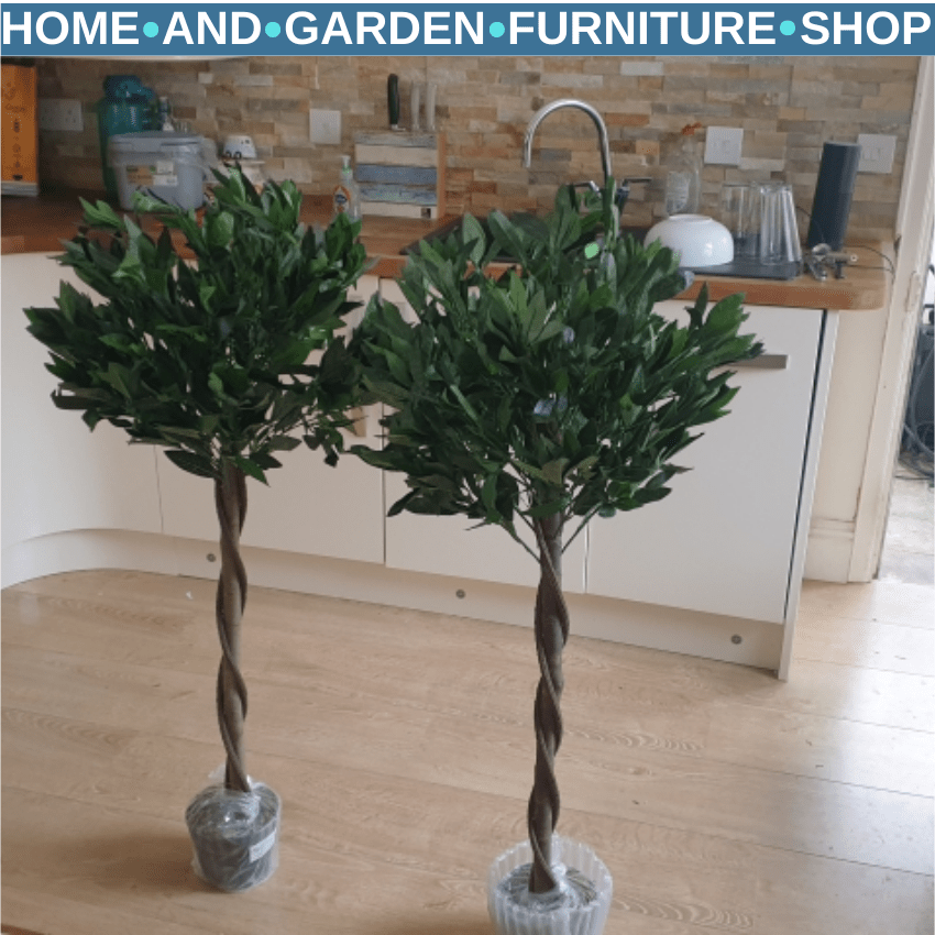 Set of 2 Artificial Bay Laurel Topiary Trees in Pots 120cm for Indoor Use Green - Home and Garden Furniture Shop - rustic - furniture