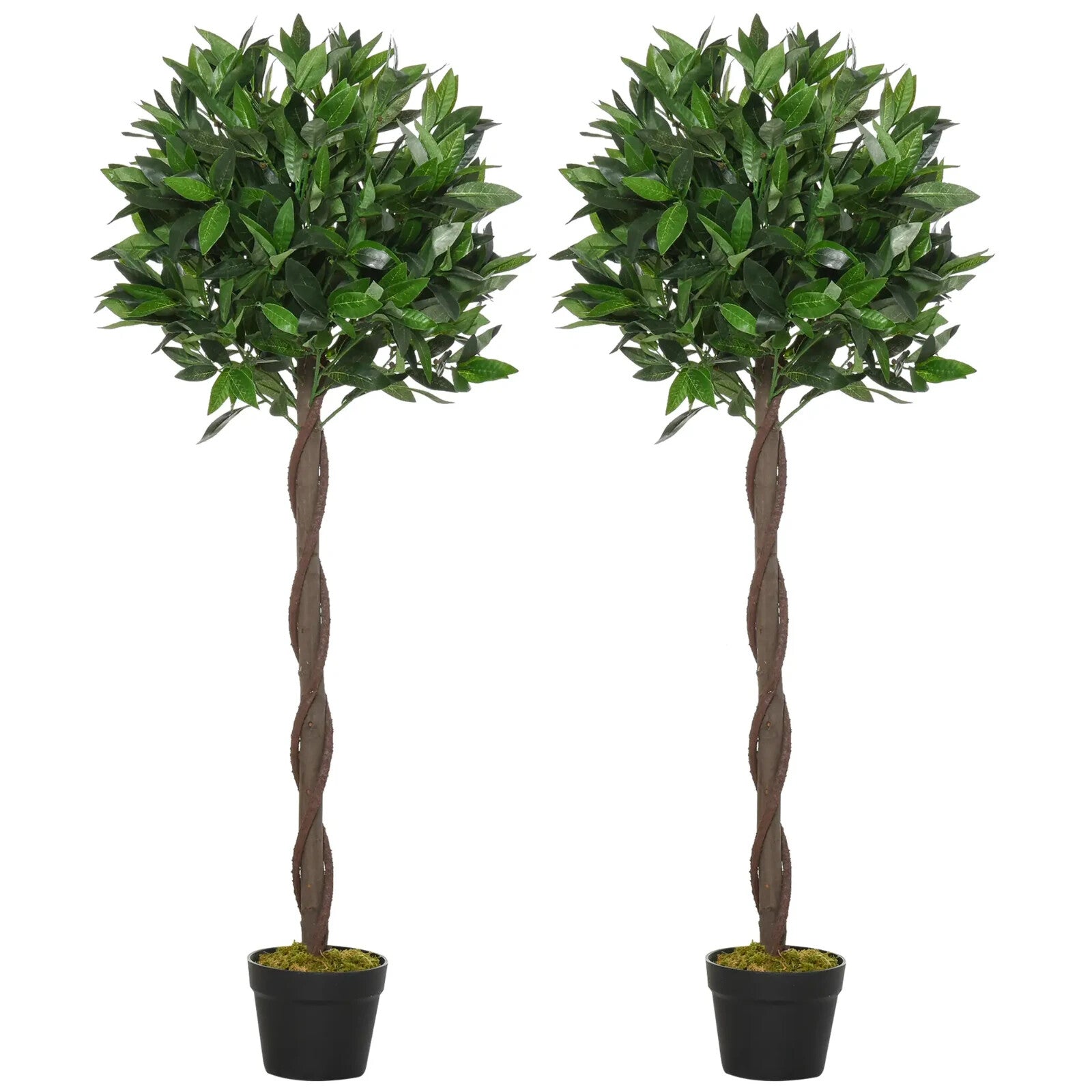 Set of 2 Artificial Bay Laurel Topiary Trees in Pots 120cm for Indoor Use Green - Home and Garden Furniture Shop - rustic - furniture