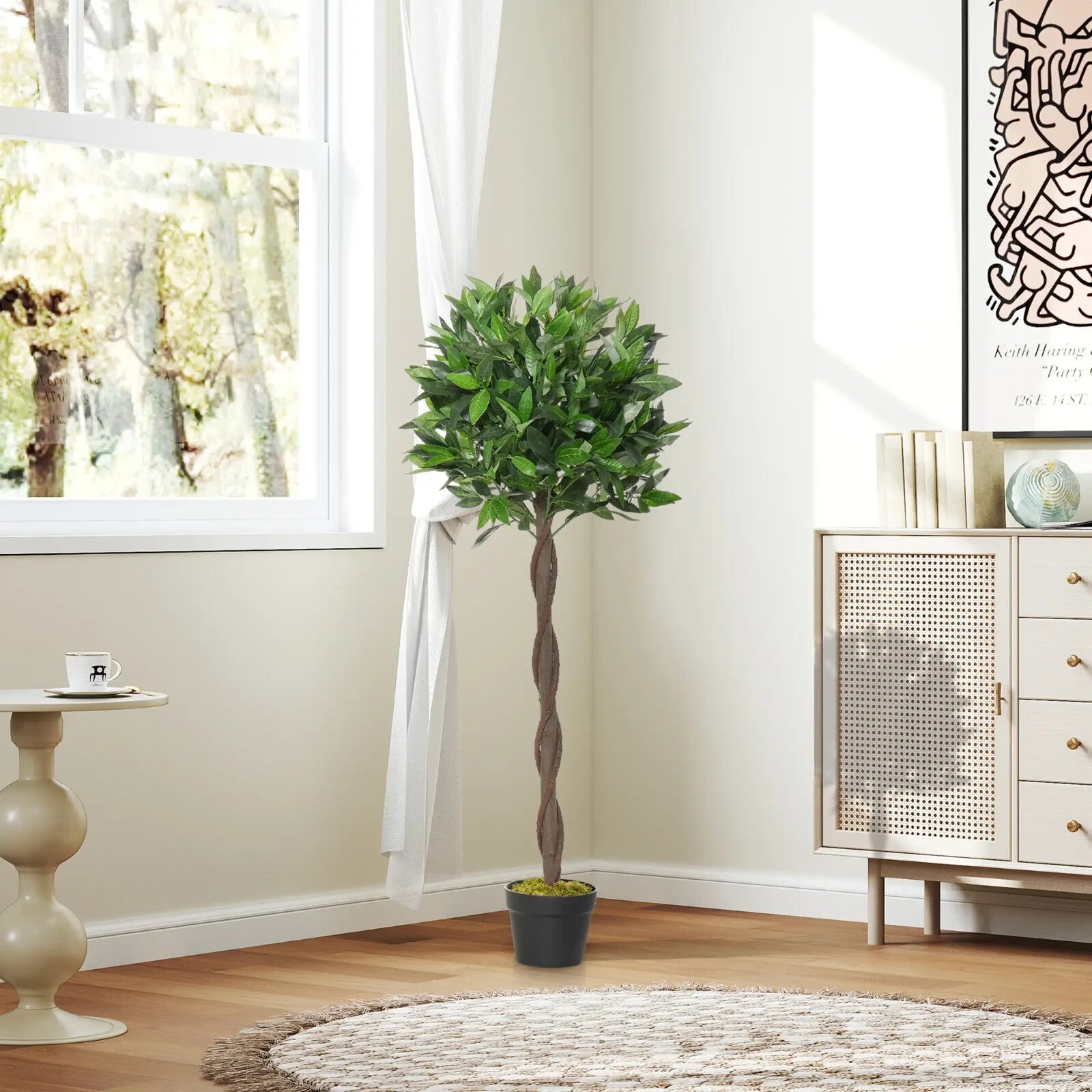 Set of 2 Artificial Bay Laurel Topiary Trees in Pots 120cm for Indoor Use Green - Home and Garden Furniture Shop - rustic - furniture