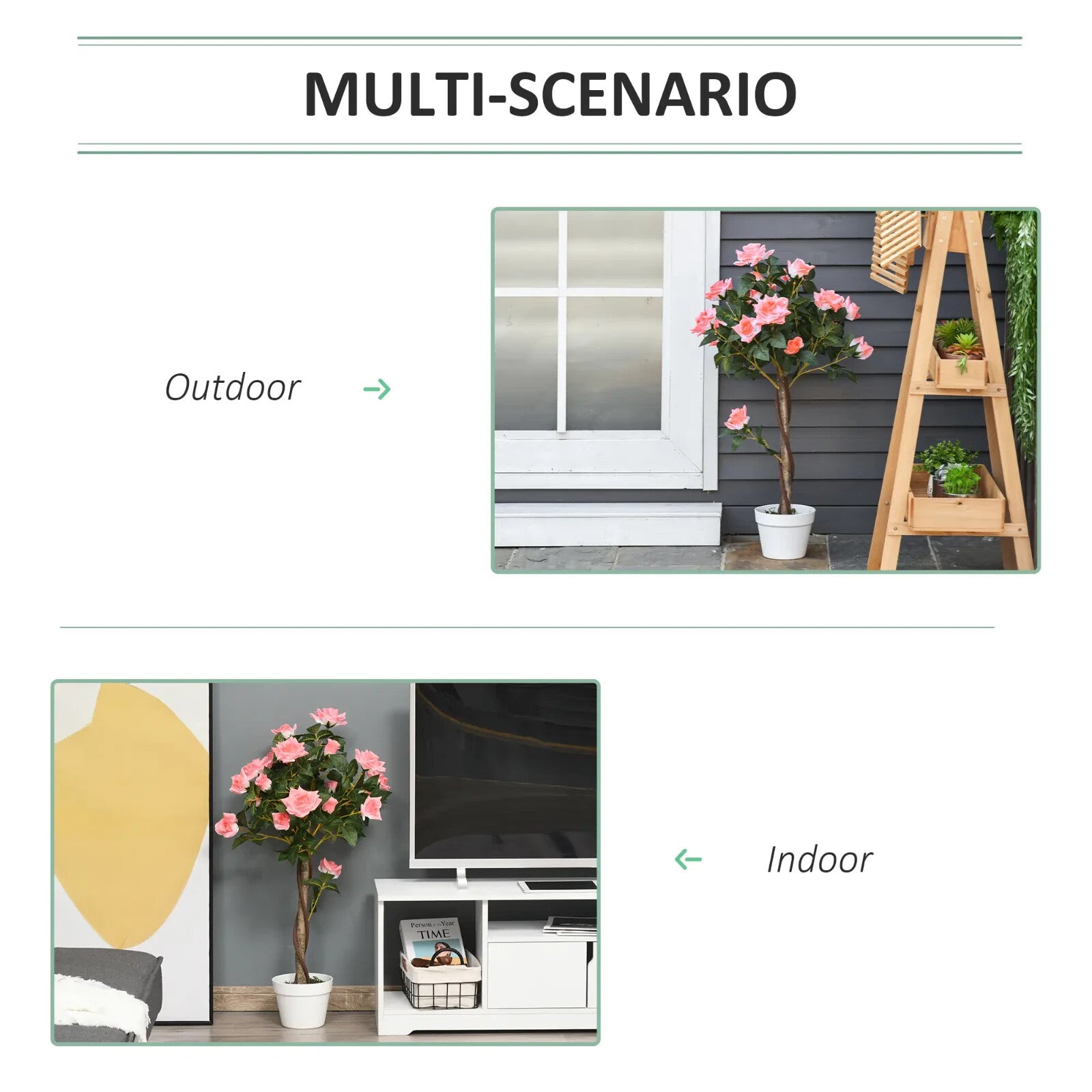 Set of 2 Artificial Rose Plant in Pots 90cm Fake Flower for Indoor Outdoor Decor - Home and Garden Furniture Shop - rustic - furniture