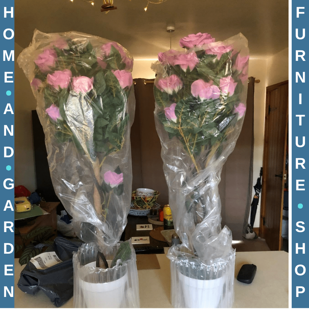 Set of 2 Artificial Rose Plant in Pots 90cm Fake Flower for Indoor Outdoor Decor - Home and Garden Furniture Shop - rustic - furniture