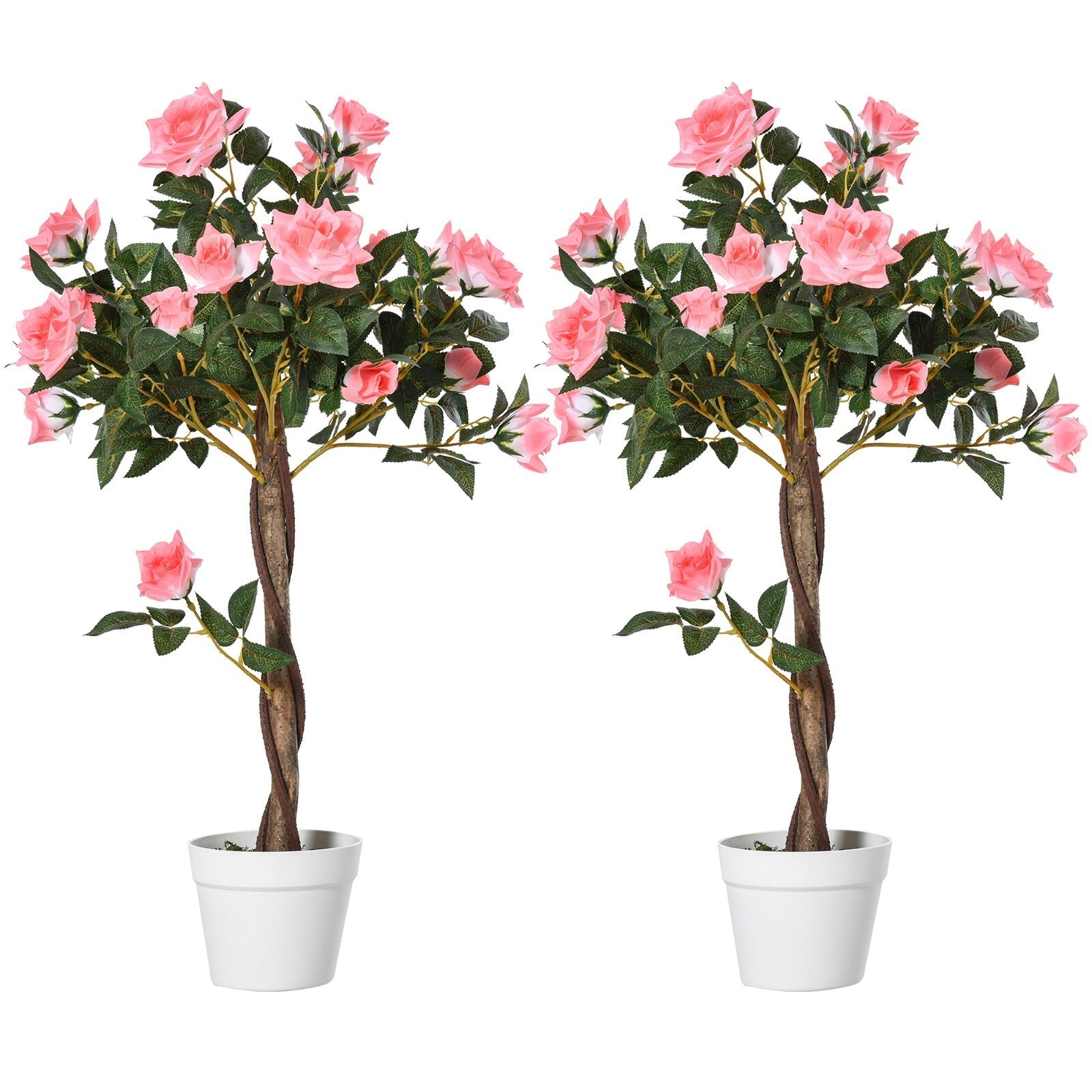 Set of 2 Artificial Rose Plant in Pots 90cm Fake Flower for Indoor Outdoor Decor - Home and Garden Furniture Shop - rustic - furniture