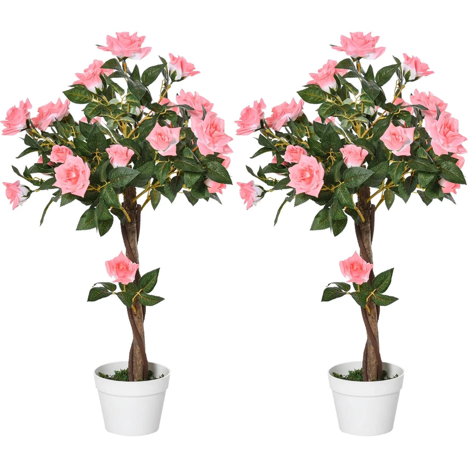 Set of 2 Artificial Rose Plant in Pots 90cm Fake Flower for Indoor Outdoor Decor - Home and Garden Furniture Shop - rustic - furniture