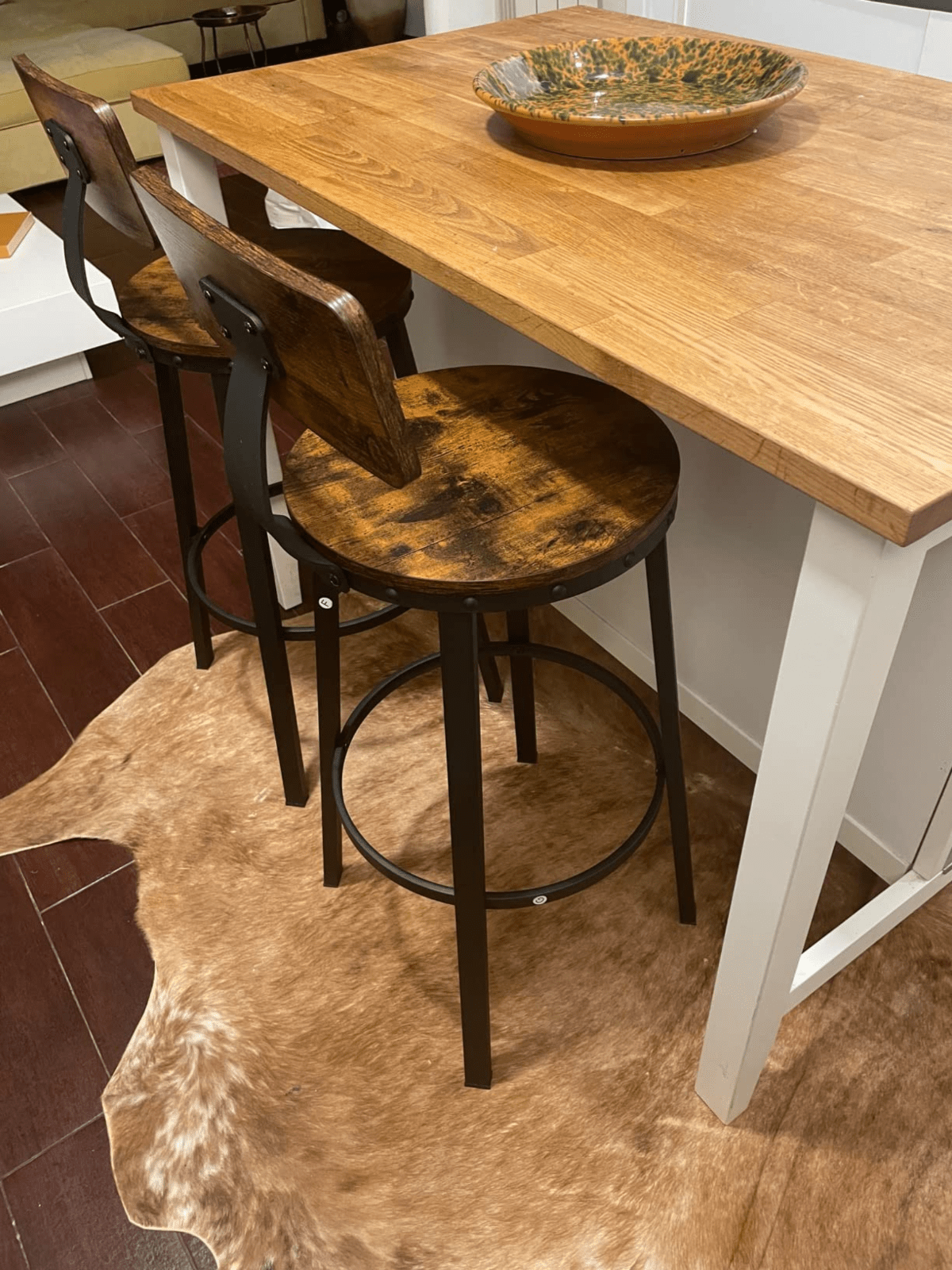 Set of 2 Breakfast Bar Stools x 2 Wooden Bar Stools High Back and Footrest Seat - Home and Garden Furniture Shop - #rustic - furniture#