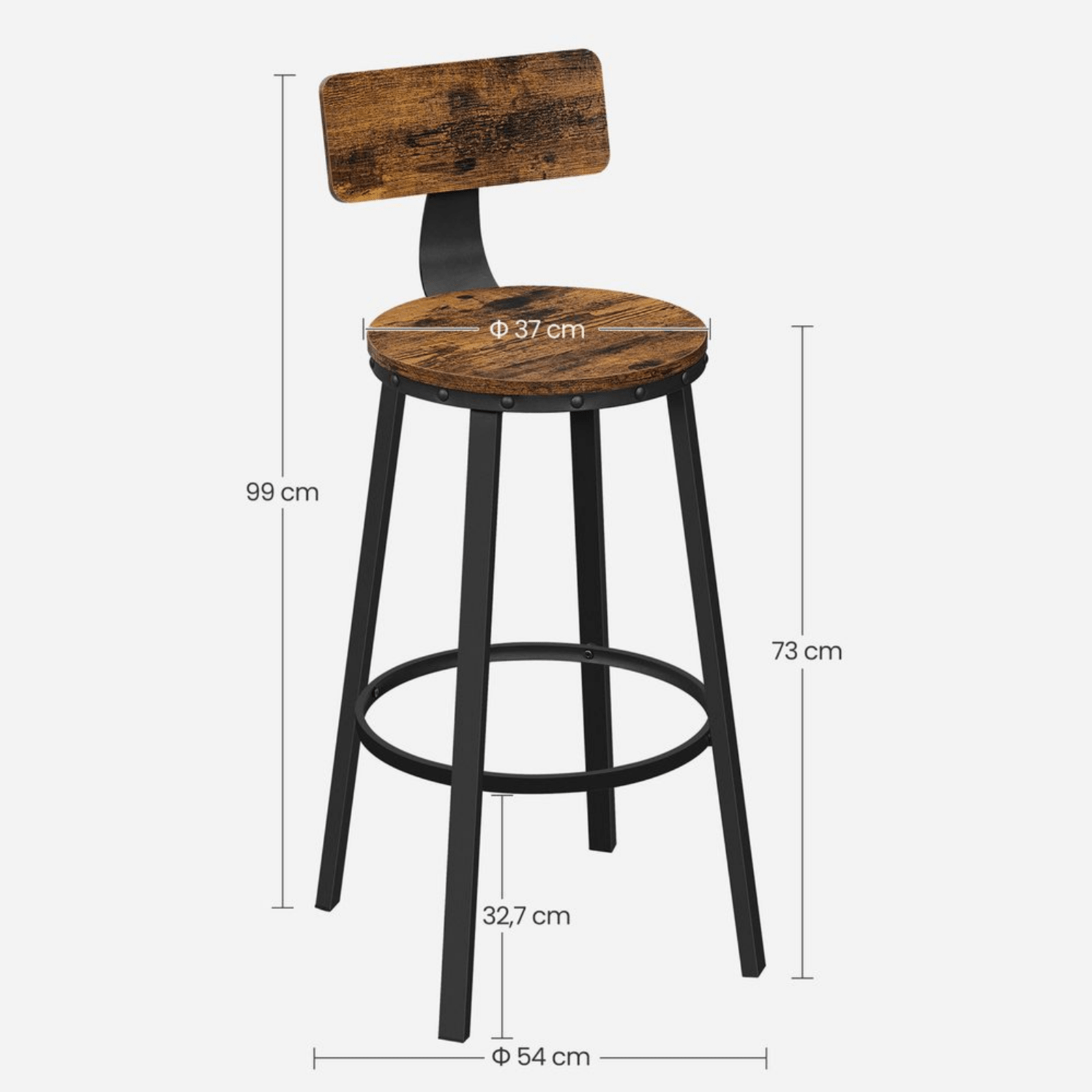 Set of 2 Breakfast Bar Stools x 2 Wooden Countertop Stools Metal Legs High Back - Home and Garden Furniture Shop - #rustic - furniture#