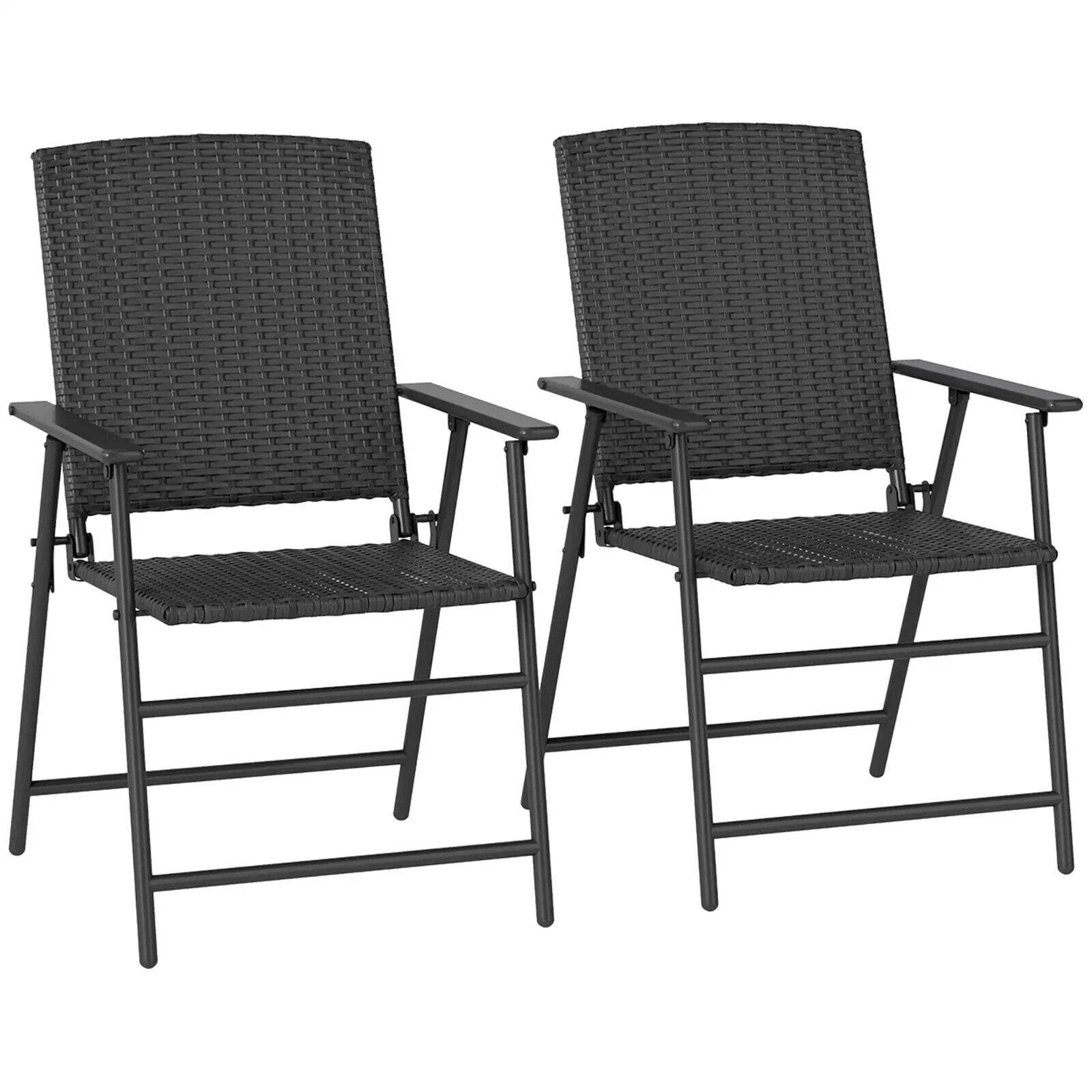 Set of 2 Foldable Rattan Garden Chairs with Armrests - Outdoor Patio Furniture - Home and Garden Furniture Shop - #rustic - furniture#