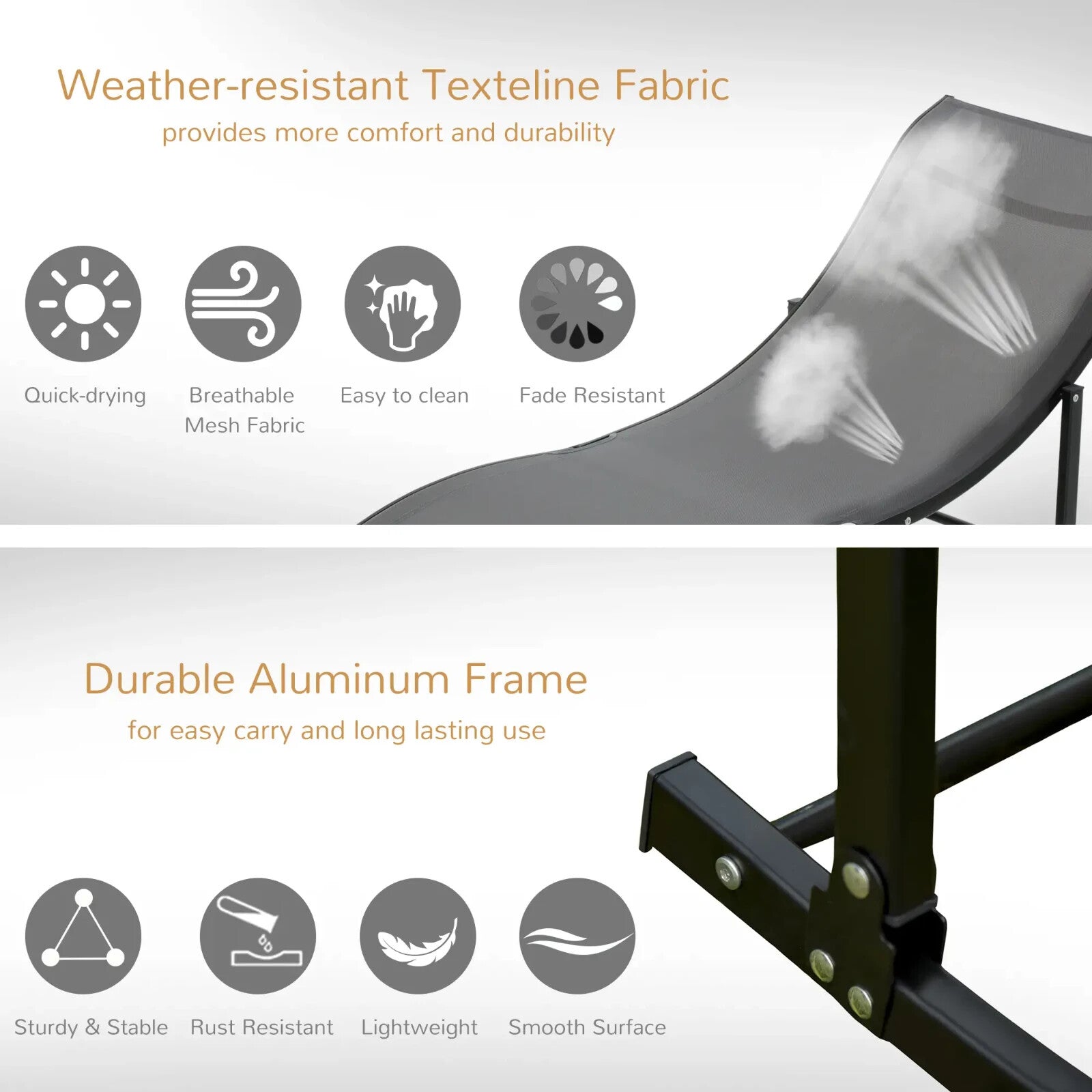 Set of 2 Foldable S - Shaped Sun Lounger – Outdoor Recliners for Patio, Dark Grey - Home and Garden Furniture Shop - rustic - furniture