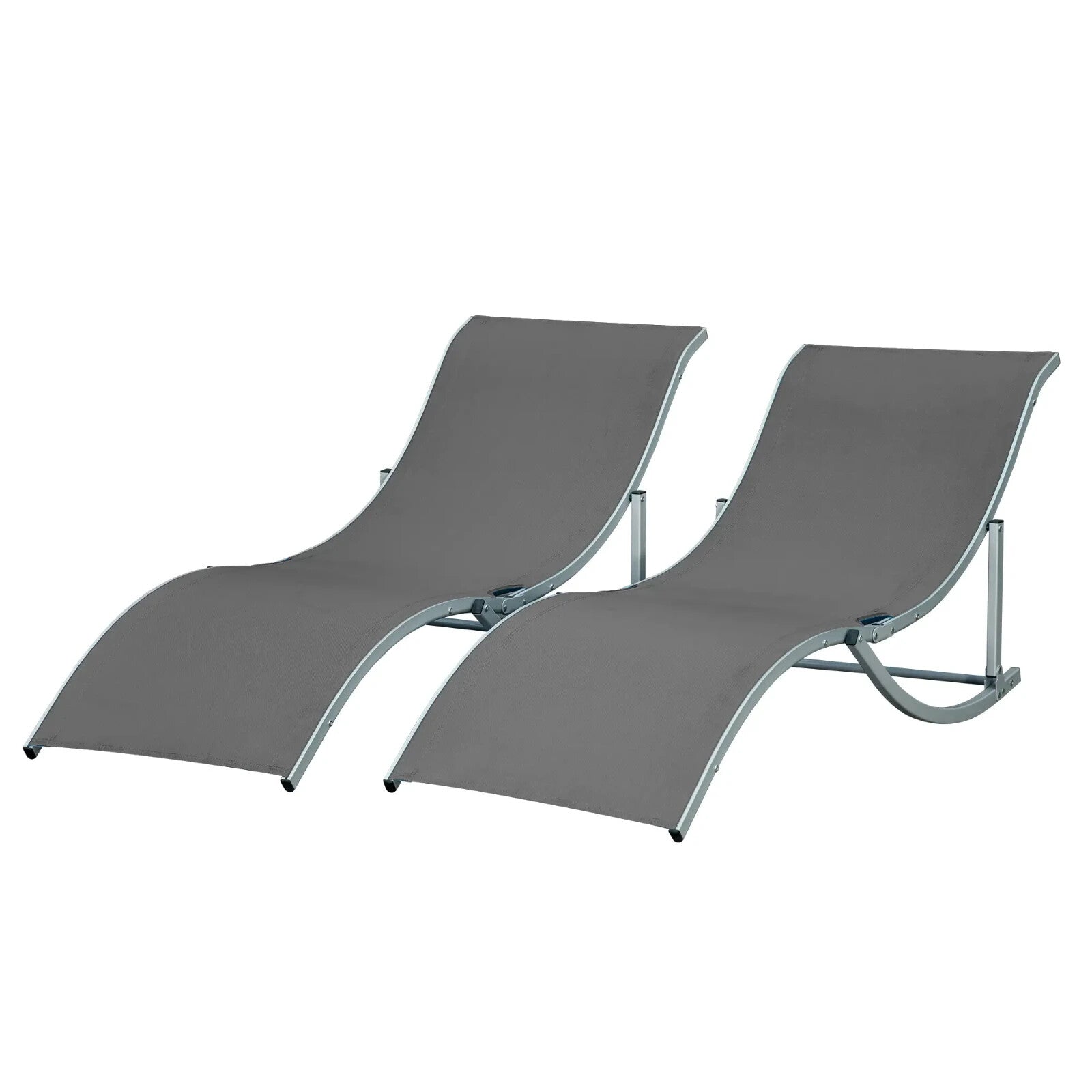 Set of 2 Foldable S - Shaped Sun Lounger – Outdoor Recliners for Patio, Dark Grey - Home and Garden Furniture Shop - rustic - furniture