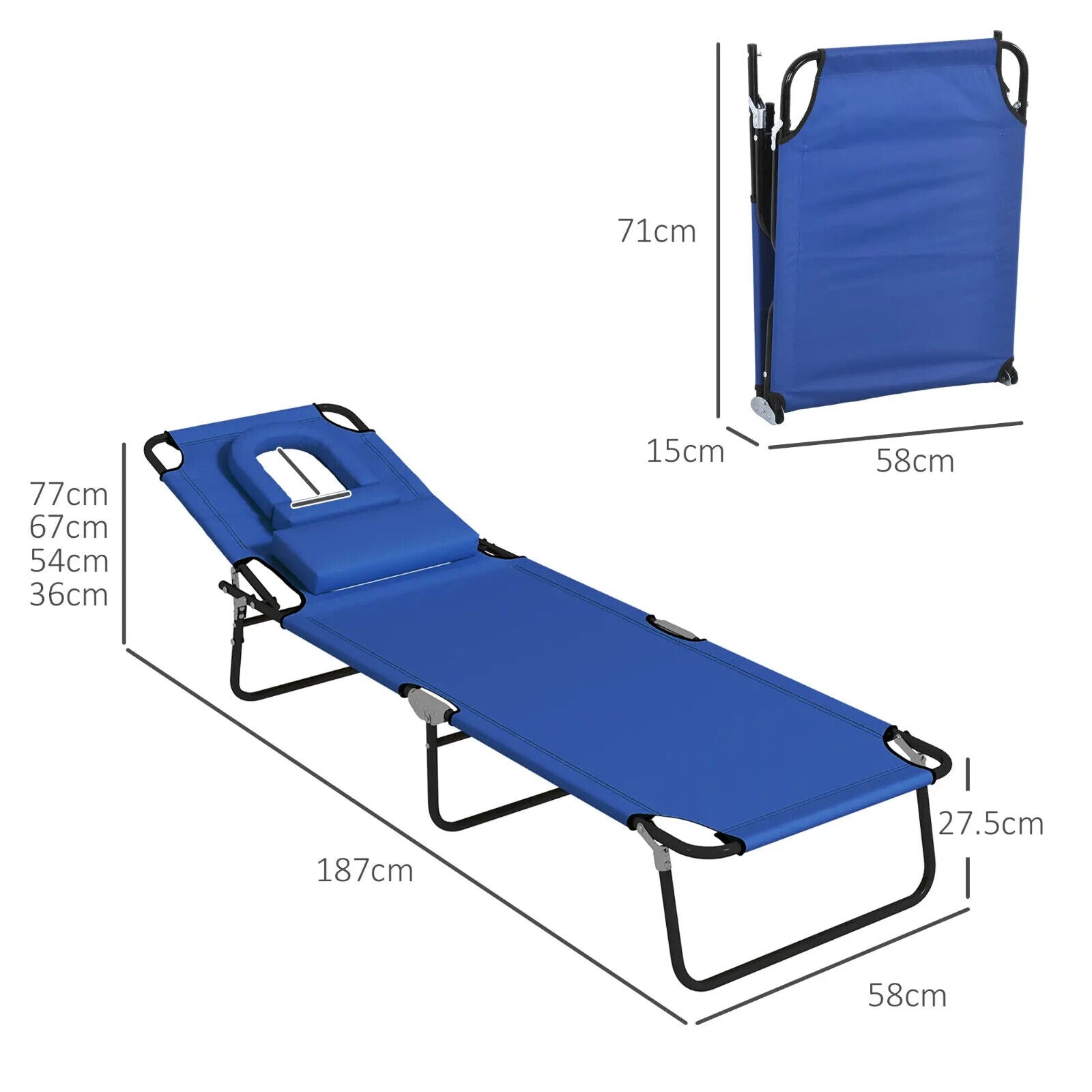 Set of 2 Foldable Sun Lounger Reclining Chairs with Adjustable Backrest & Pillow - Home and Garden Furniture Shop - #rustic - furniture#