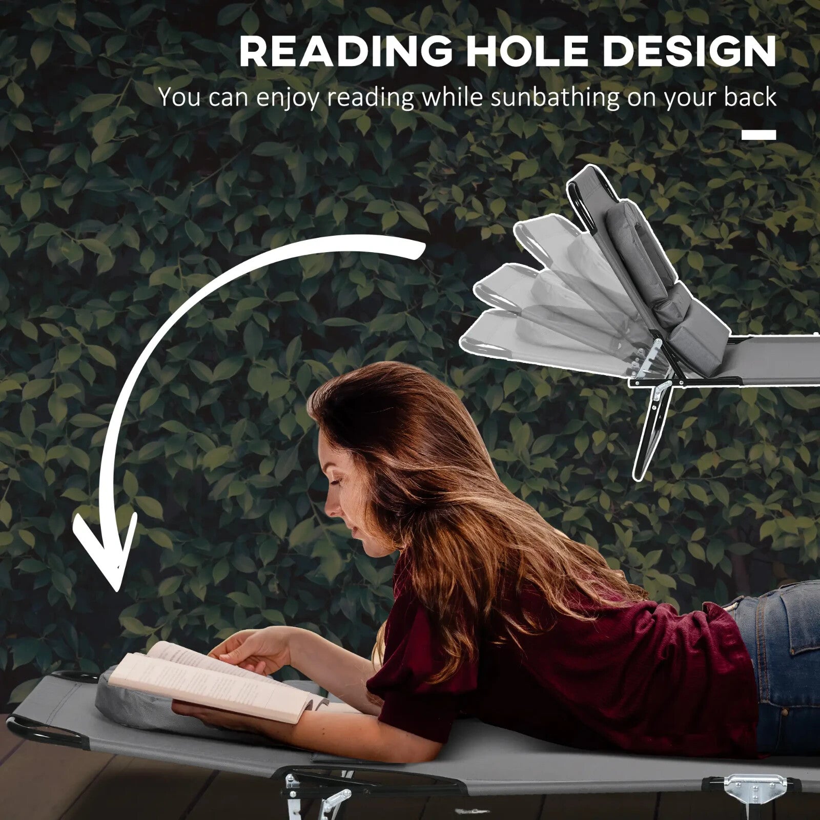 Set of 2 Foldable Sun Loungers w/ Pillow & 4 Level Reclining Adjustable Backrest - Home and Garden Furniture Shop - rustic - furniture