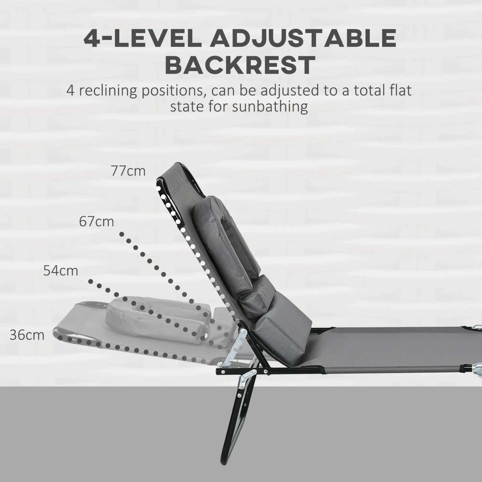 Set of 2 Foldable Sun Loungers w/ Pillow & 4 Level Reclining Adjustable Backrest - Home and Garden Furniture Shop - rustic - furniture