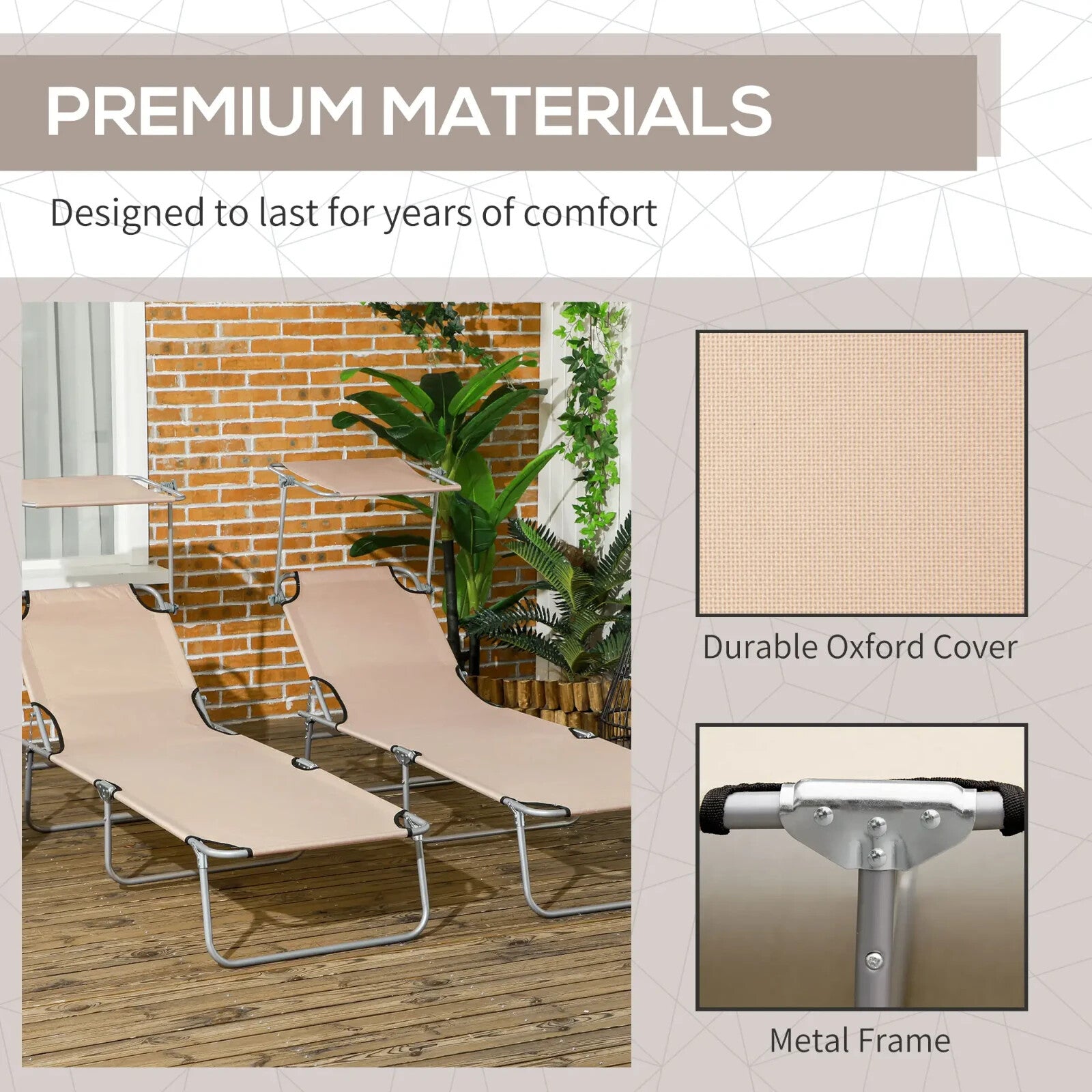 Set of 2 Foldable Sun Loungers with 4 Level Adjustable Backrest Reclining Chair - Home and Garden Furniture Shop - rustic - furniture