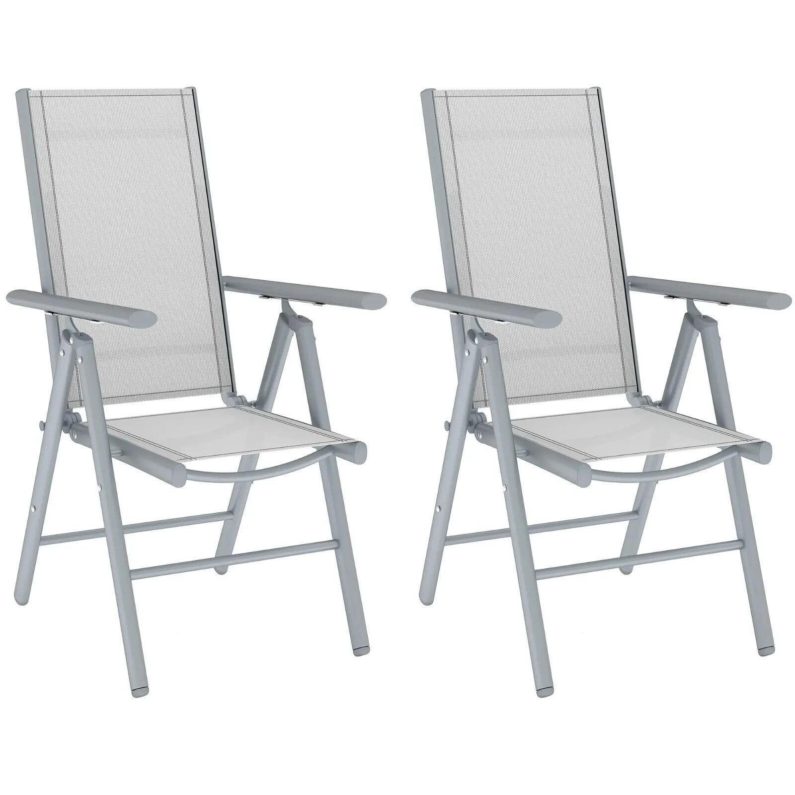 Set of 2 Folding Camping Chairs with Mesh Seat and Aluminium Frame for Garden - Home and Garden Furniture Shop - rustic - furniture
